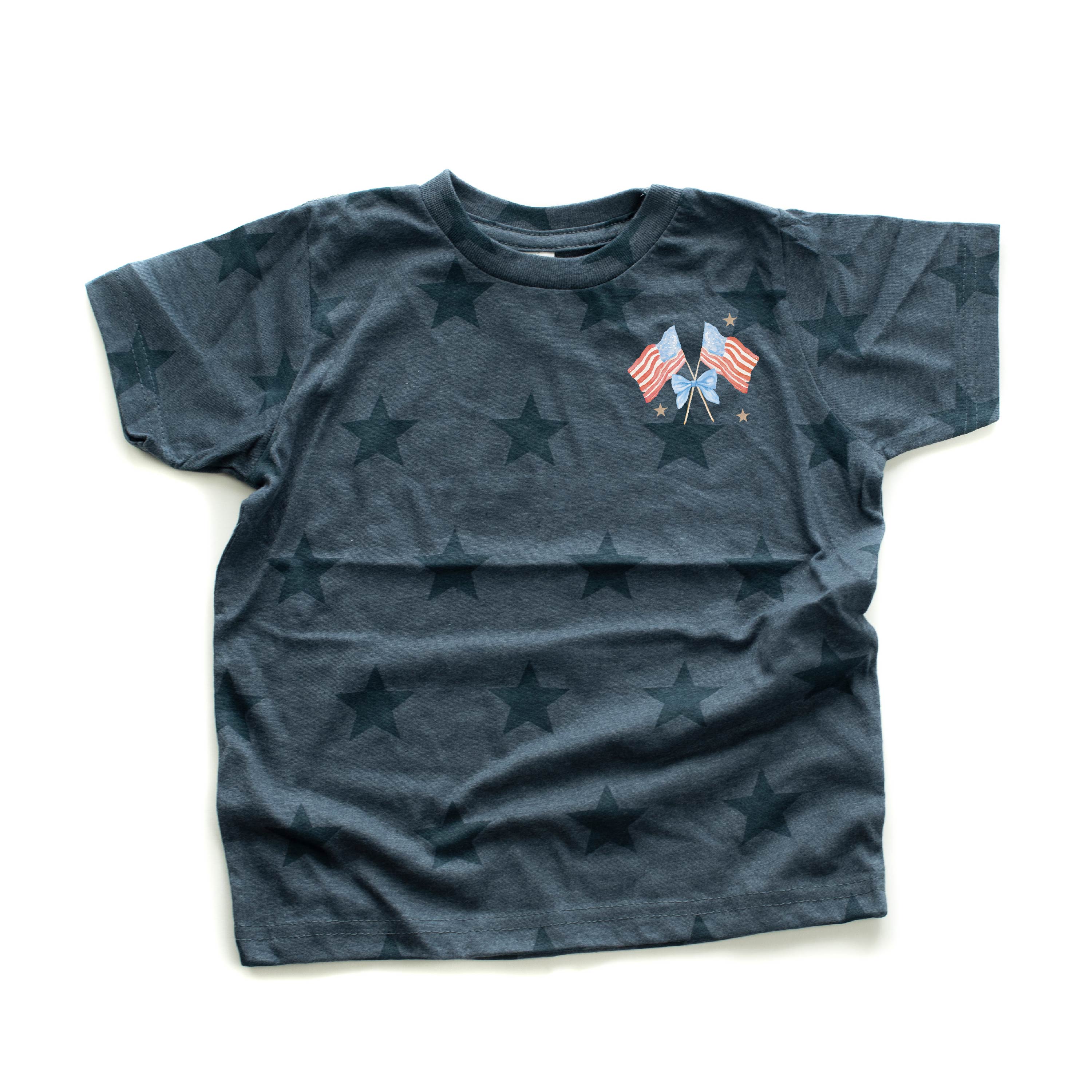 Watercolor Flags (pocket) - Child STAR Tee Little Mama Shirt Shop