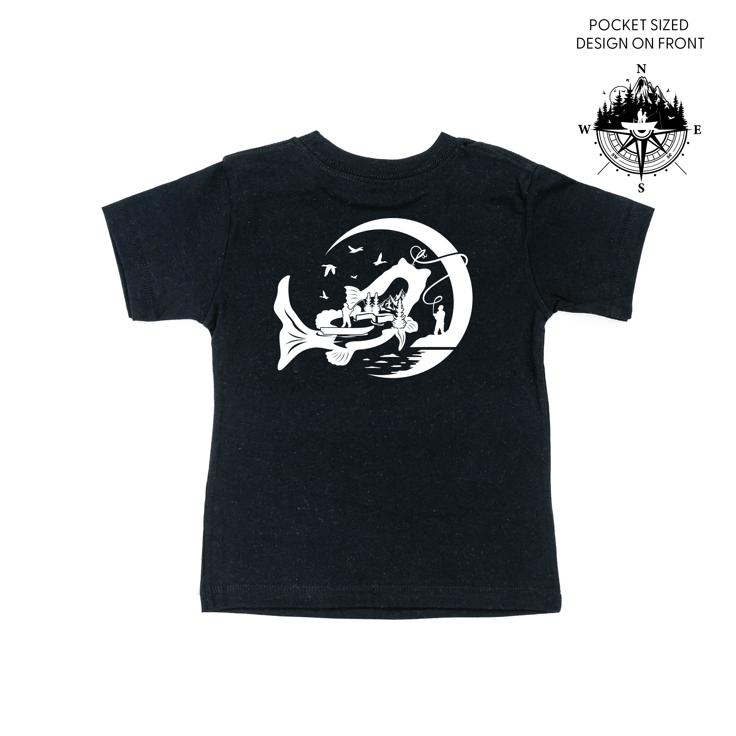 Fishing Compass - Fishing Scene (pf&b) - Child Tee Little Mama Shirt Shop