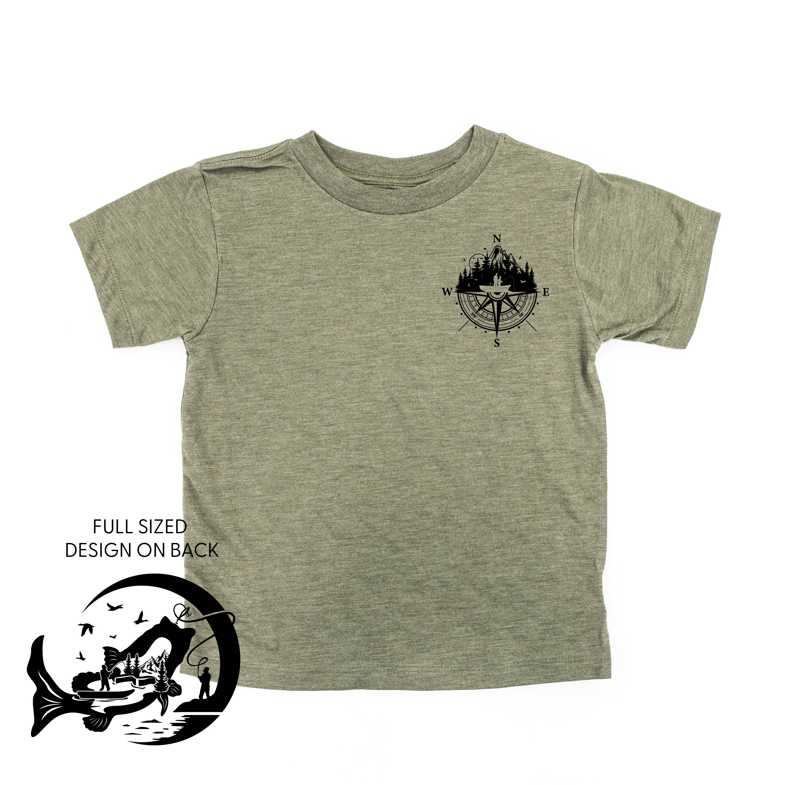 Fishing Compass - Fishing Scene (pf&b) - Child Tee Little Mama Shirt Shop