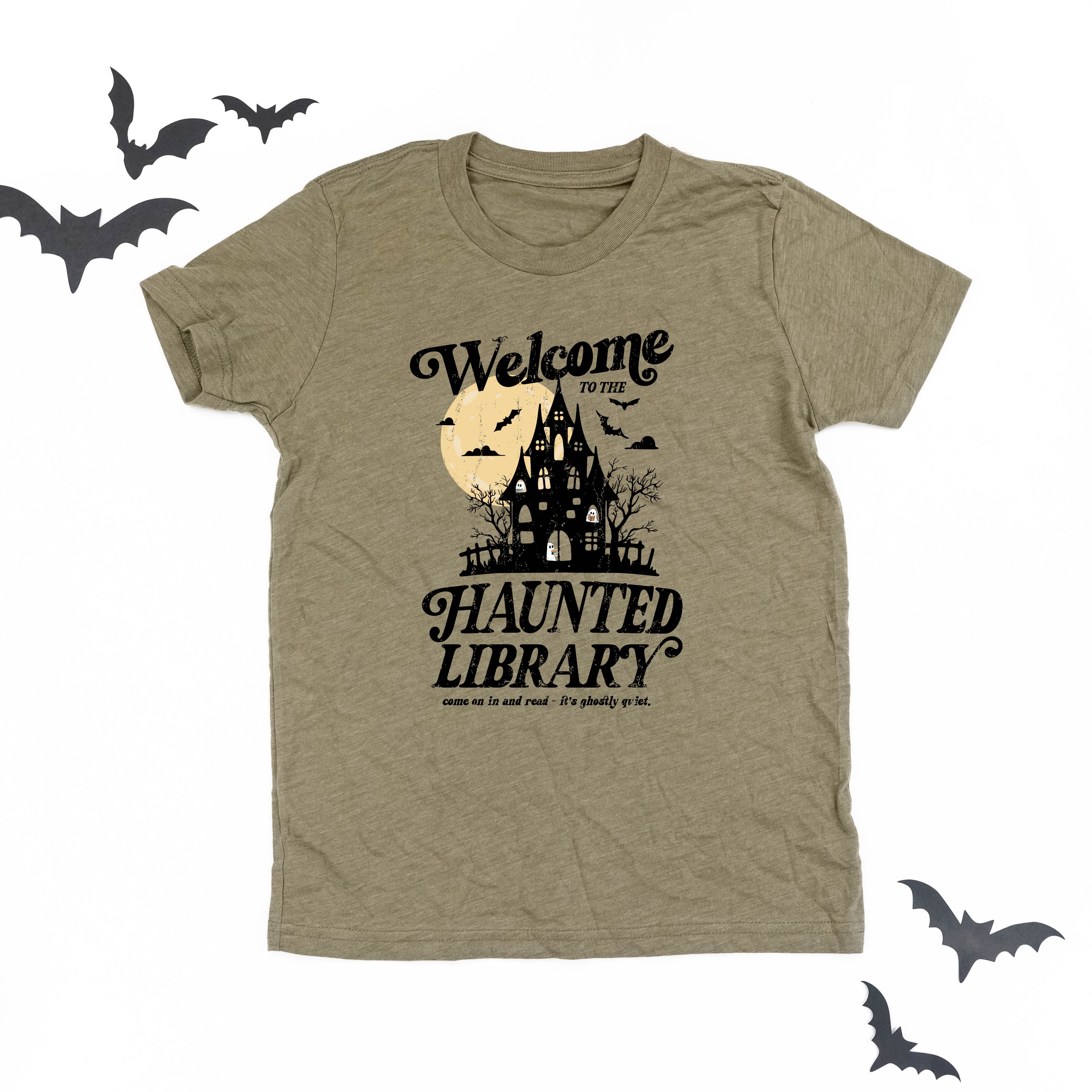 Haunted Library - Short Sleeve Child Shirt Little Mama Shirt Shop