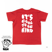 Be Kind Bruh Pocket Design on Front w/ It's Cool to Be Kind on Back - Short Sleeve Child Shirt Little Mama Shirt Shop