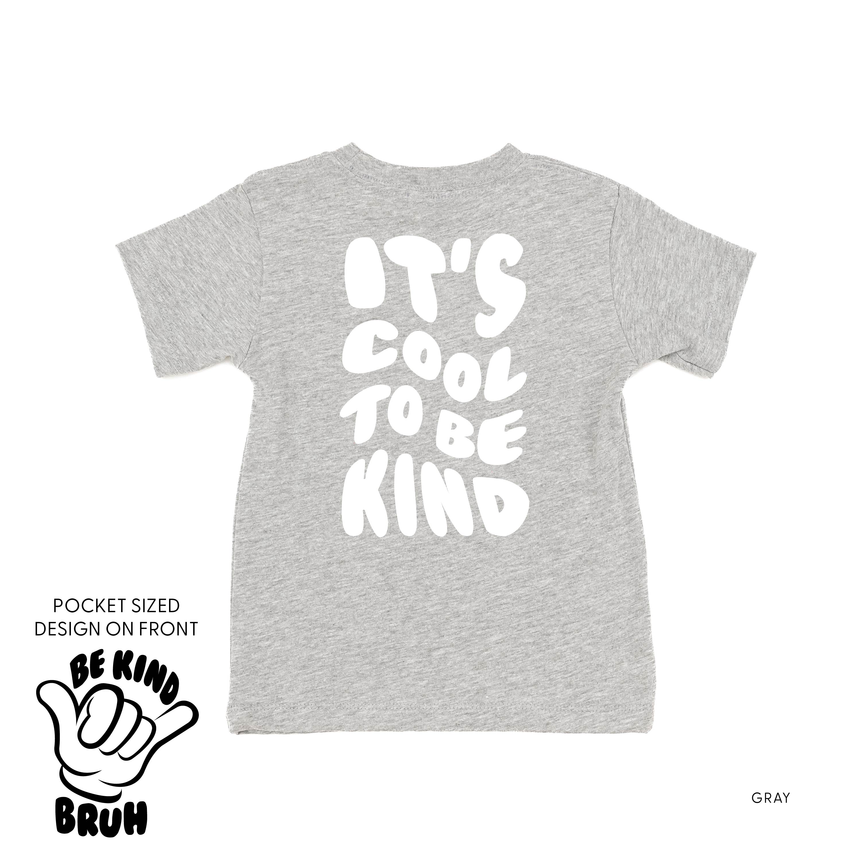 Be Kind Bruh Pocket Design on Front w/ It's Cool to Be Kind on Back - Short Sleeve Child Shirt Little Mama Shirt Shop