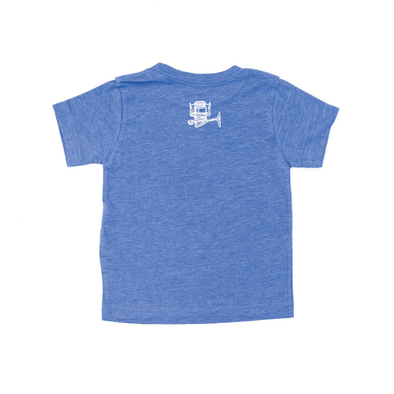 Keepin' It Reel Pocket Design on Front w/ Fishing Reel on Back - Short Sleeve Child Shirt