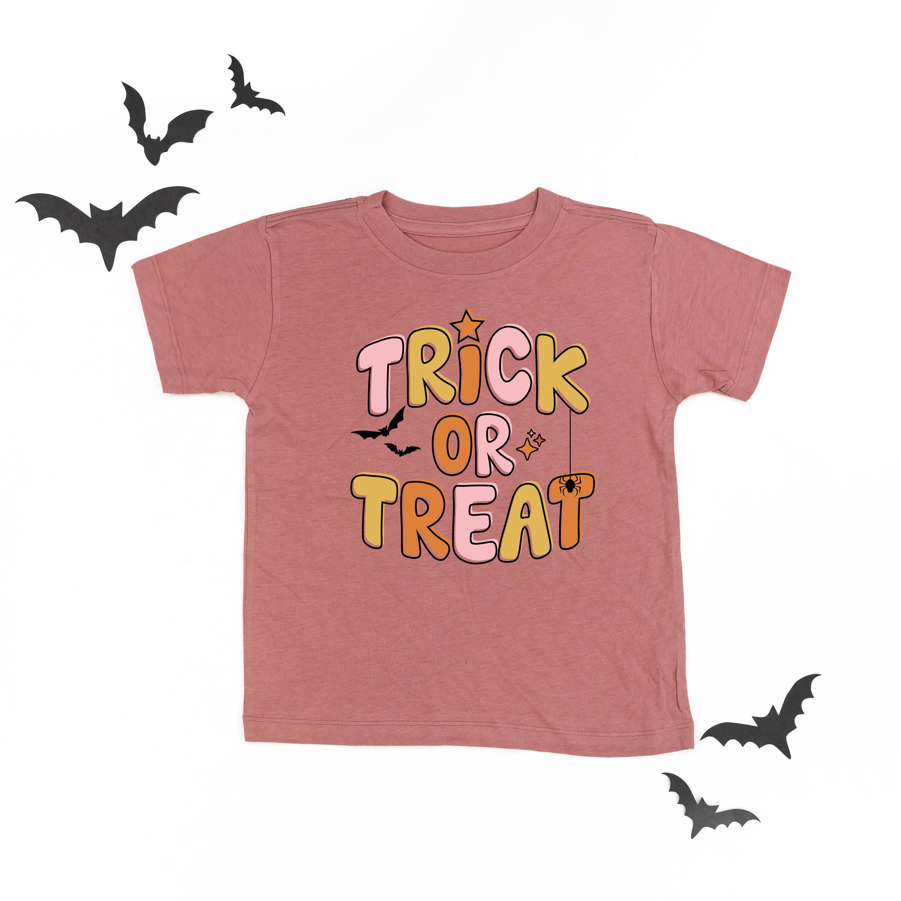 Trick or Treat (PINK/ORANGE) - Short Sleeve Child Shirt Little Mama Shirt Shop