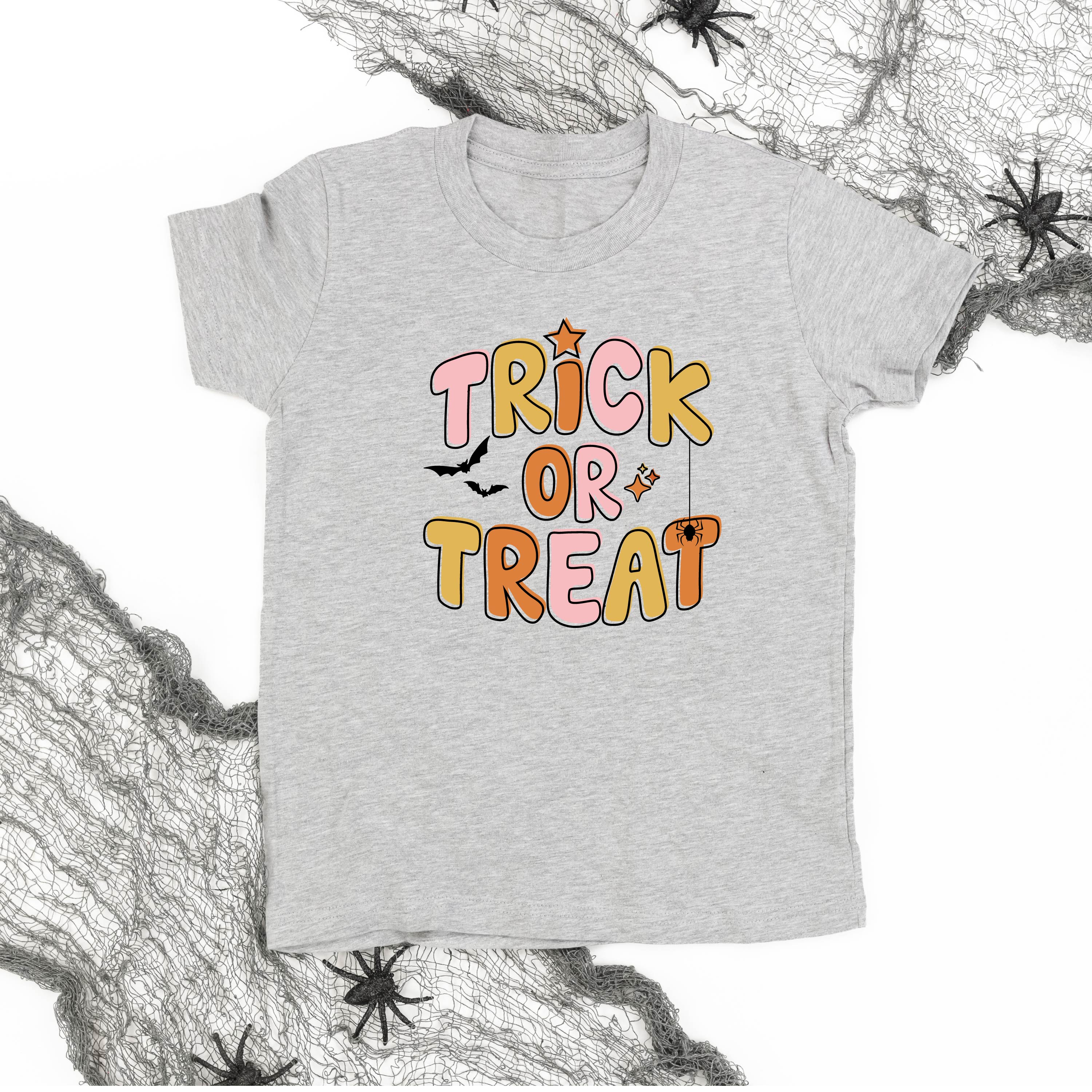 Trick or Treat (PINK/ORANGE) - Short Sleeve Child Shirt Little Mama Shirt Shop