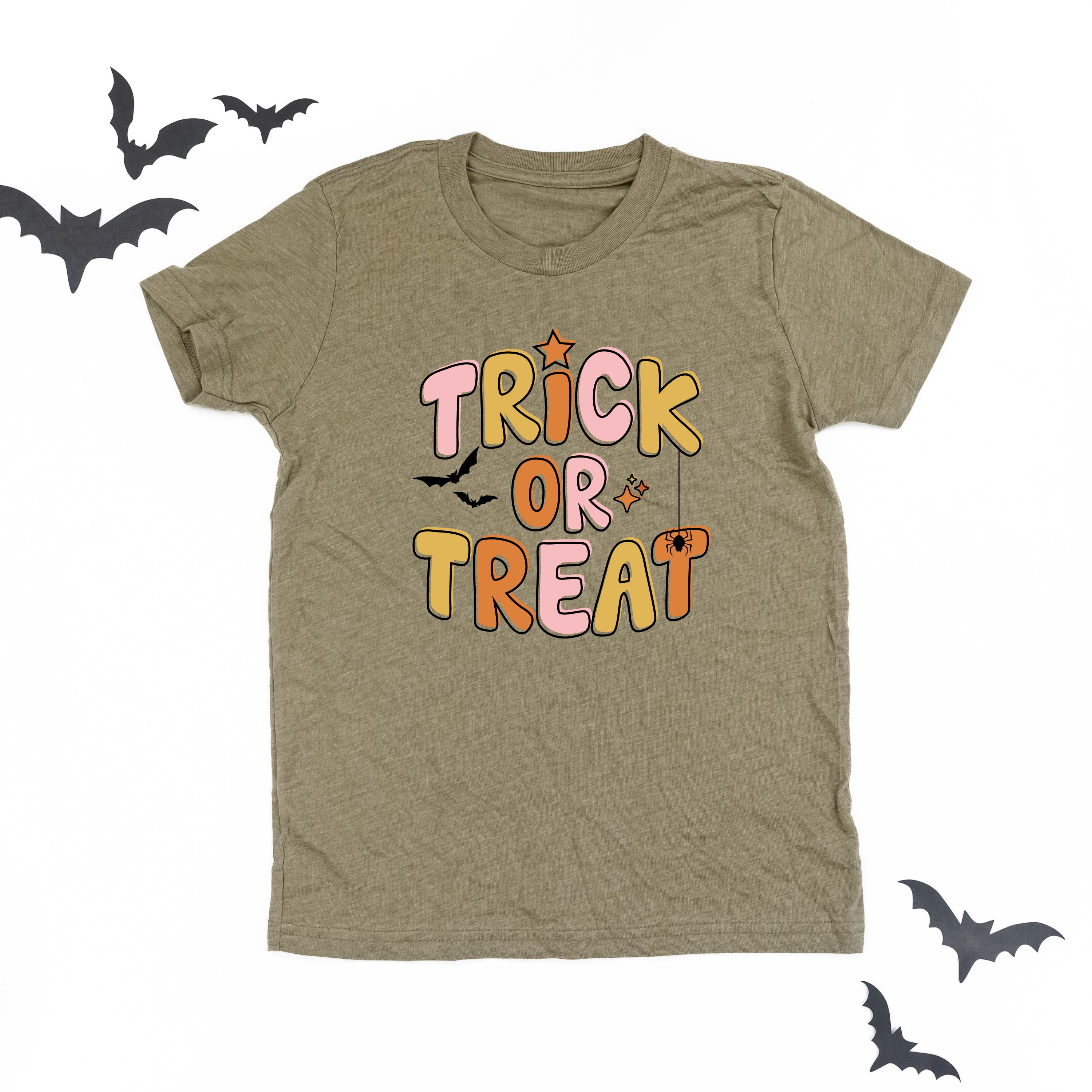 Trick or Treat (PINK/ORANGE) - Short Sleeve Child Shirt Little Mama Shirt Shop