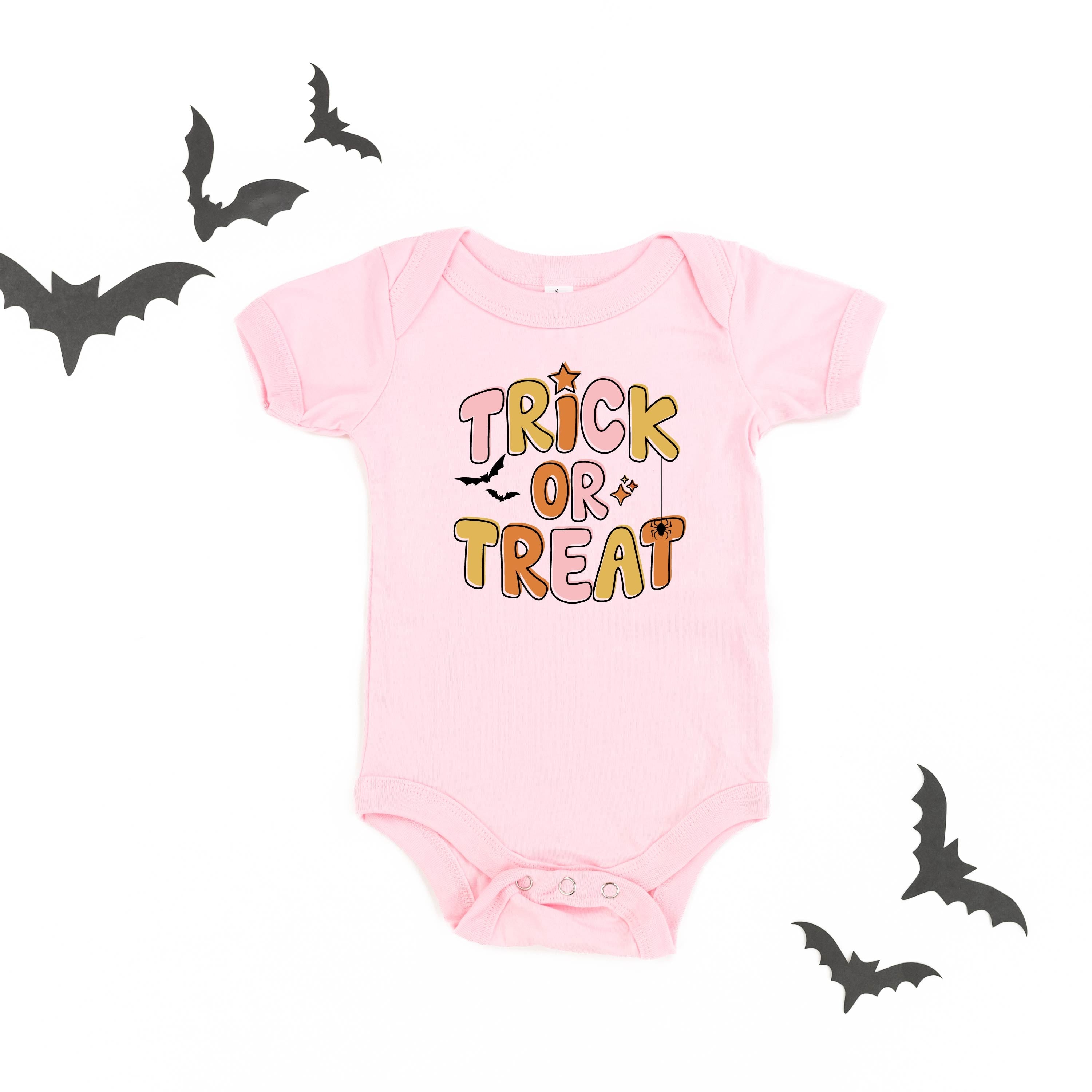Trick or Treat (PINK/ORANGE) - Short Sleeve Child Shirt Little Mama Shirt Shop