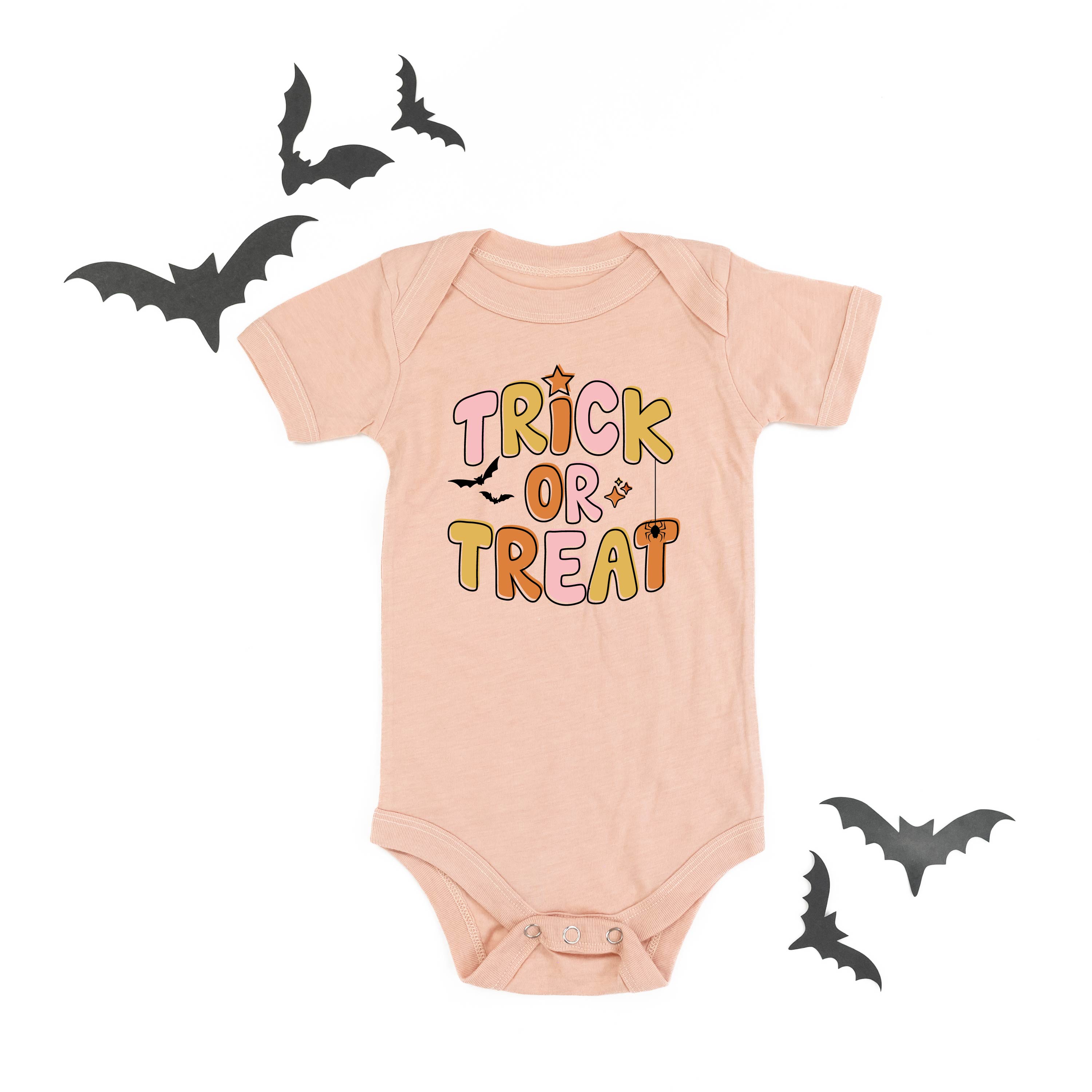Trick or Treat (PINK/ORANGE) - Short Sleeve Child Shirt Little Mama Shirt Shop
