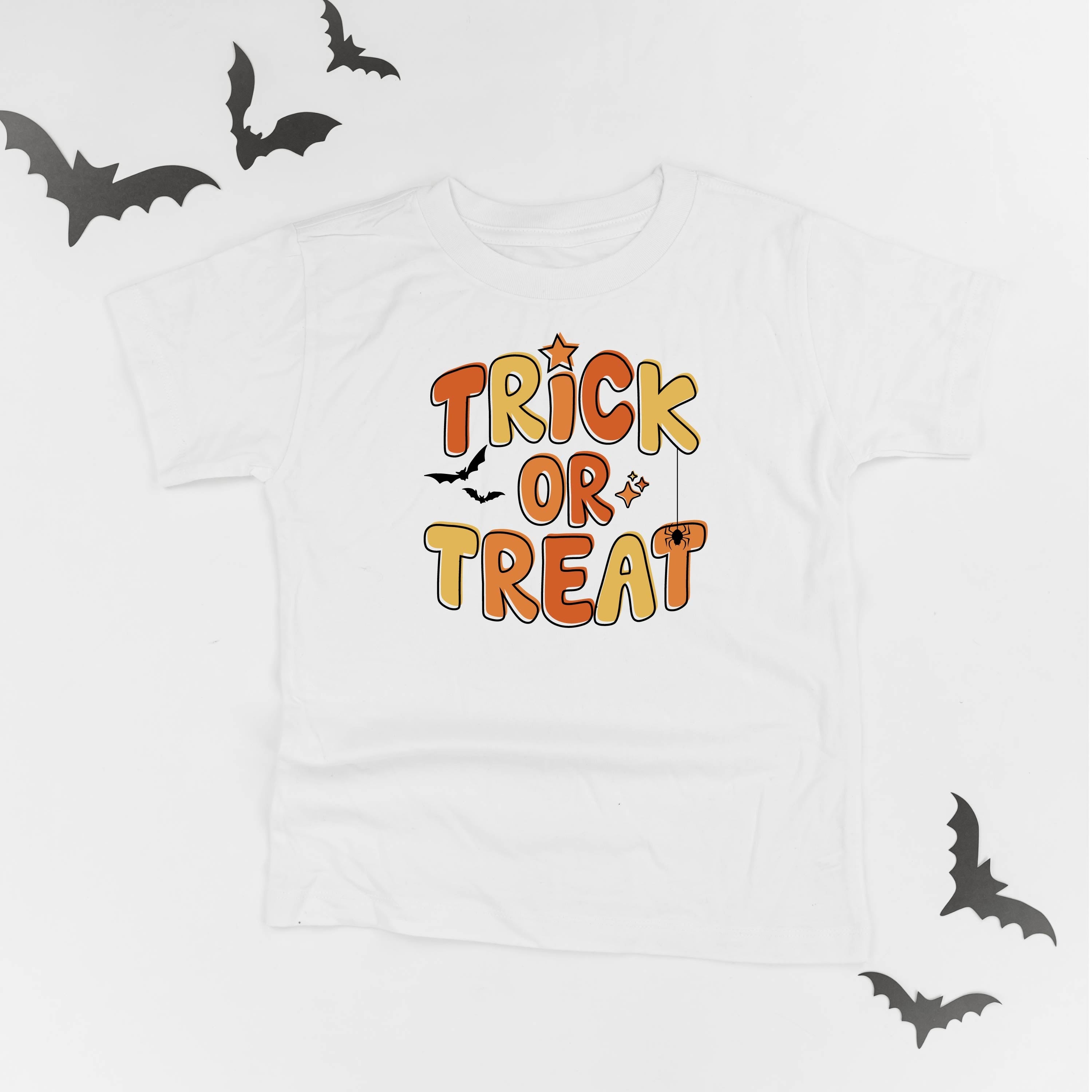 Trick or Treat (ORANGE/YELLOW) - Short Sleeve Child Shirt Little Mama Shirt Shop