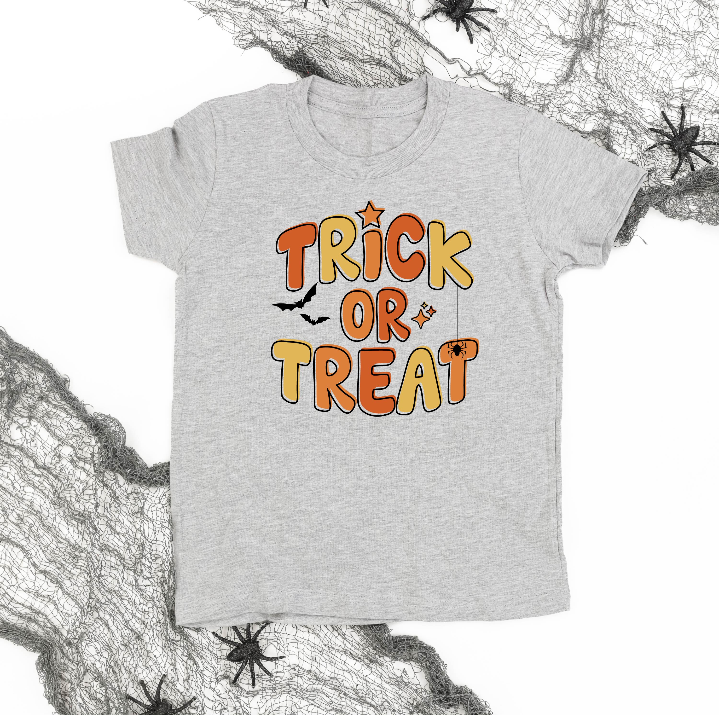 Trick or Treat (ORANGE/YELLOW) - Short Sleeve Child Shirt Little Mama Shirt Shop