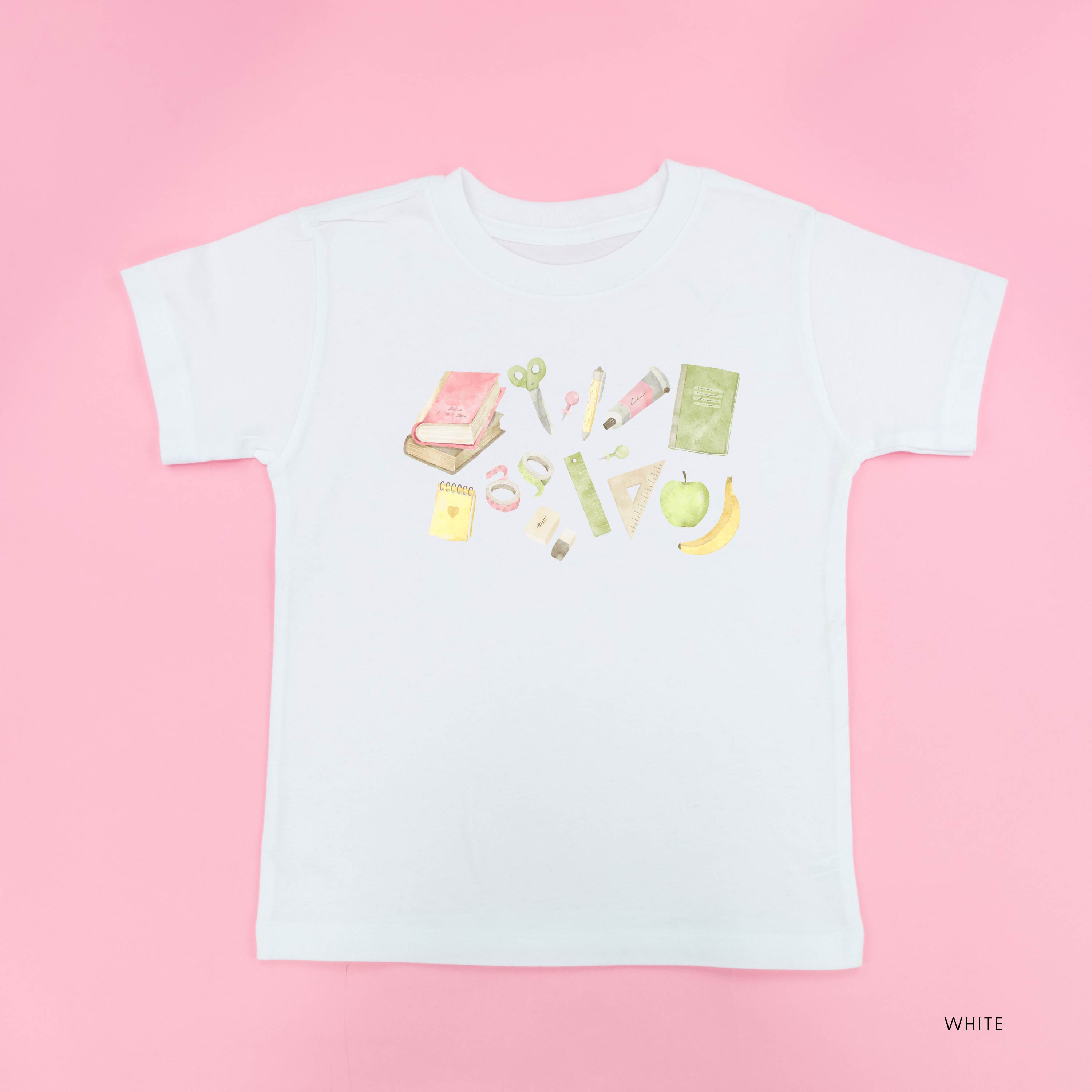 Watercolor School Supplies - Short Sleeve Child Shirt Little Mama Shirt Shop