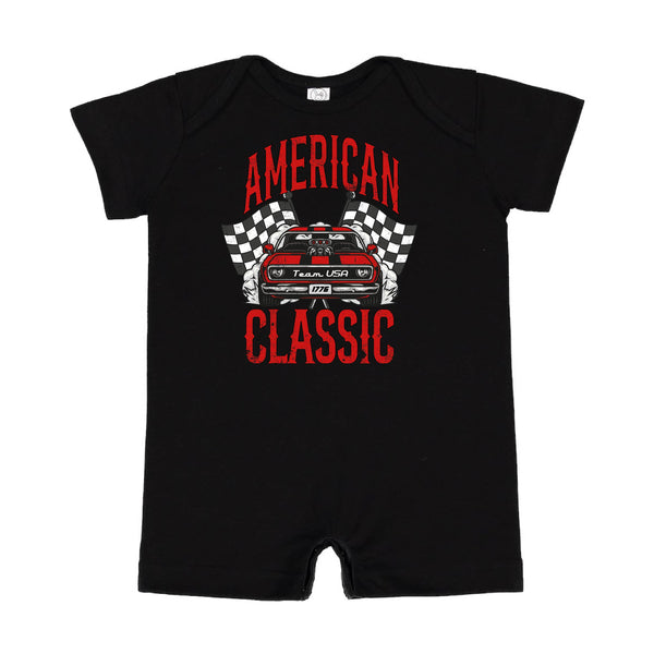 American Classic Car - Short Sleeve / Shorts - One Piece Baby Romper