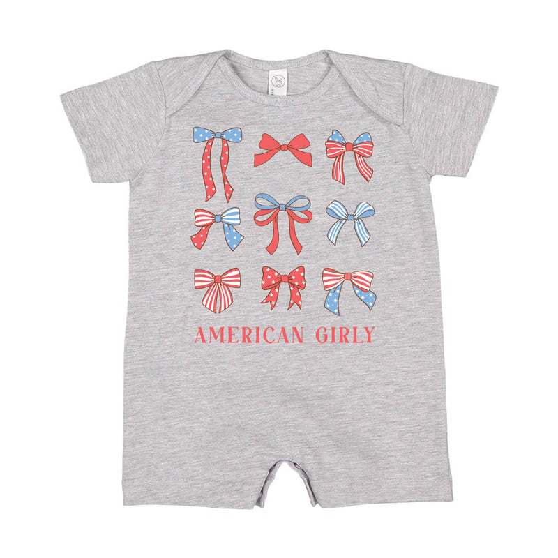 American Girly - Bows - Short Sleeve / Shorts - One Piece Baby Romper
