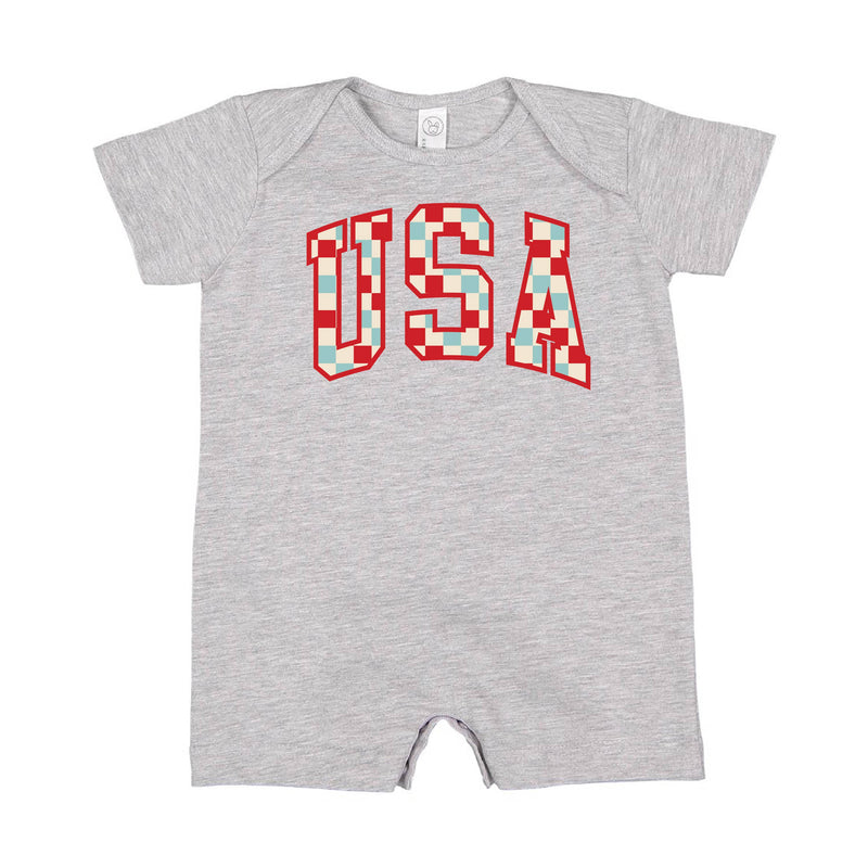 Checkered USA - Short Sleeve / Shorts - One Piece Baby Romper