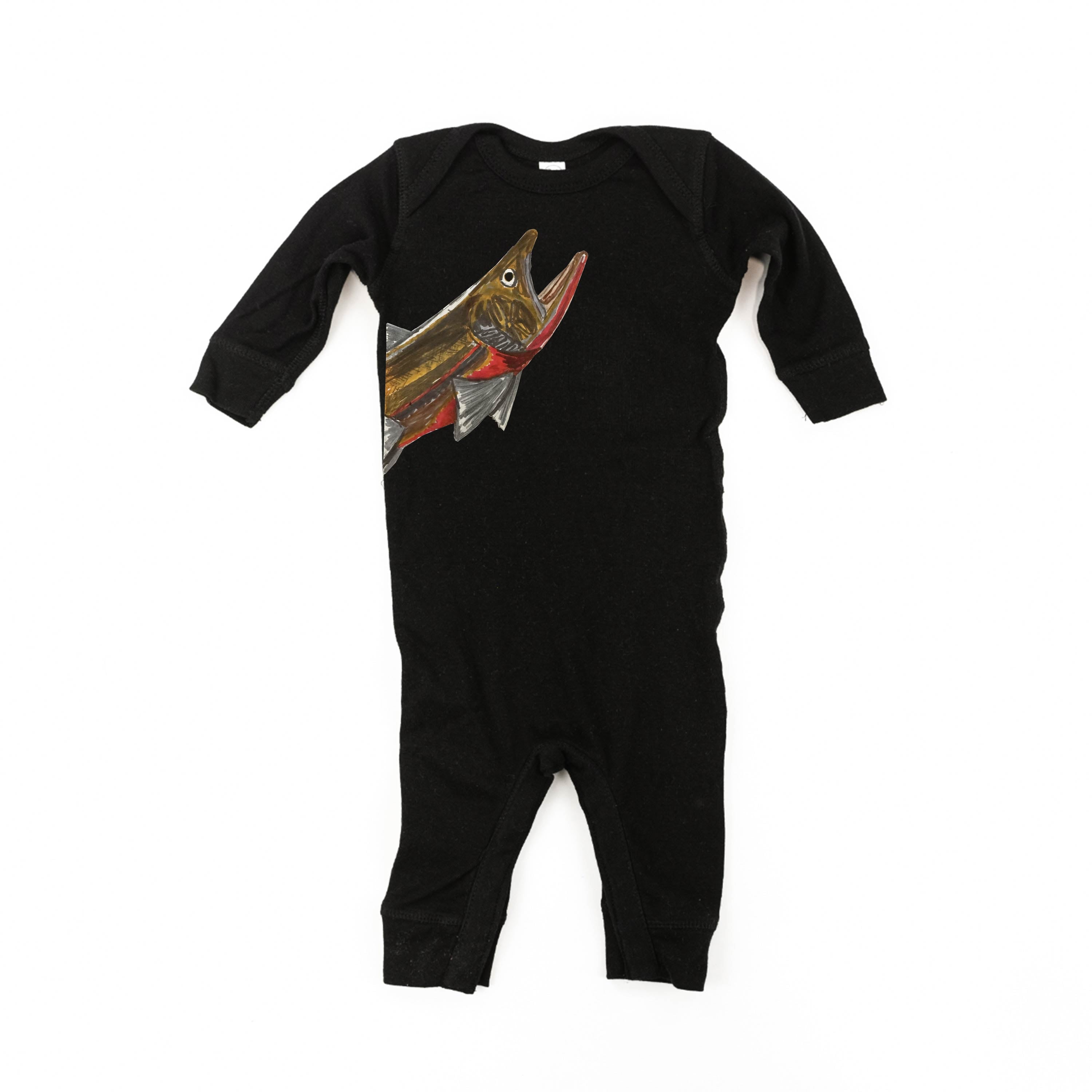 Cutthroat Trout - Hand Drawn - Baby Sleeper Little Mama Shirt Shop