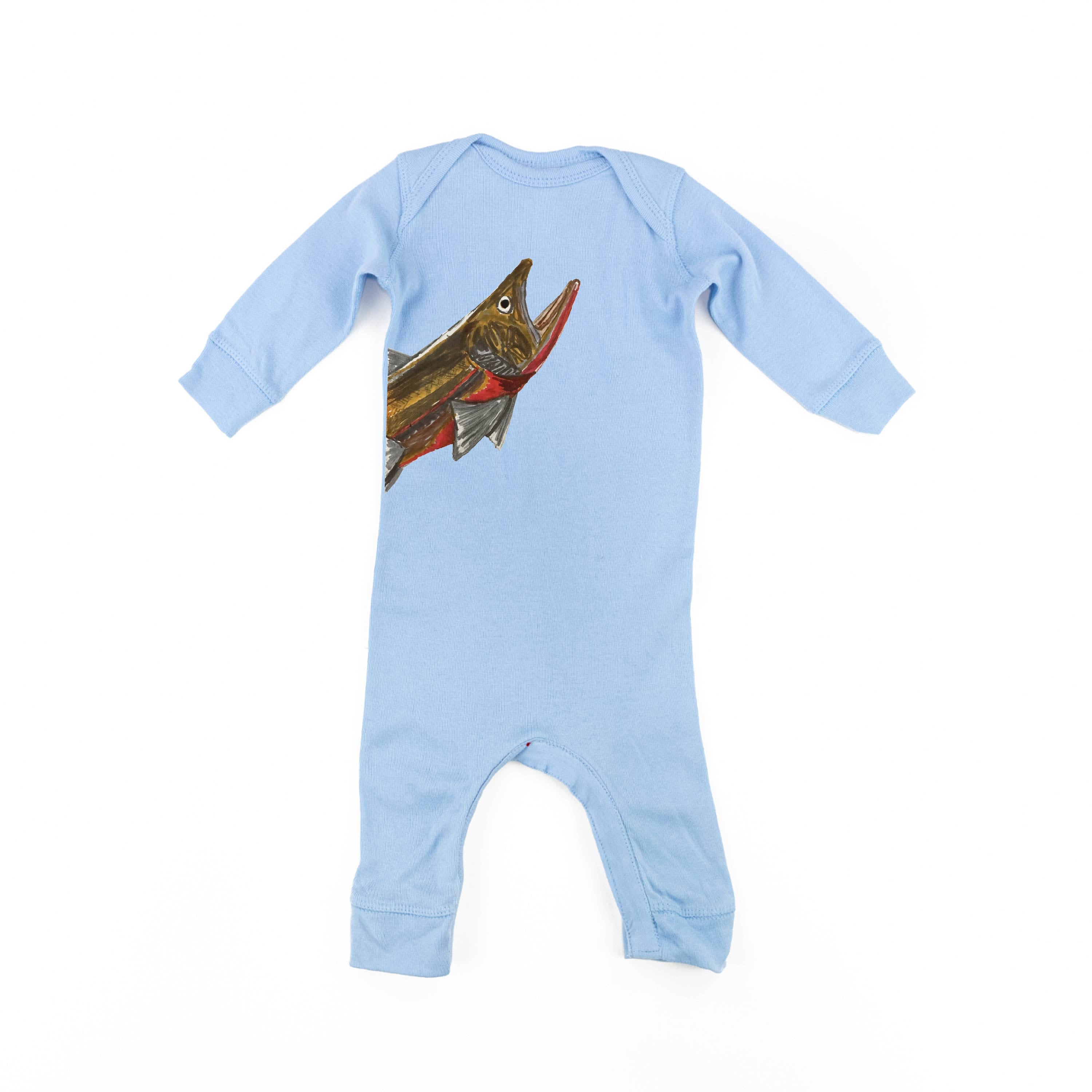 Cutthroat Trout - Hand Drawn - Baby Sleeper Little Mama Shirt Shop