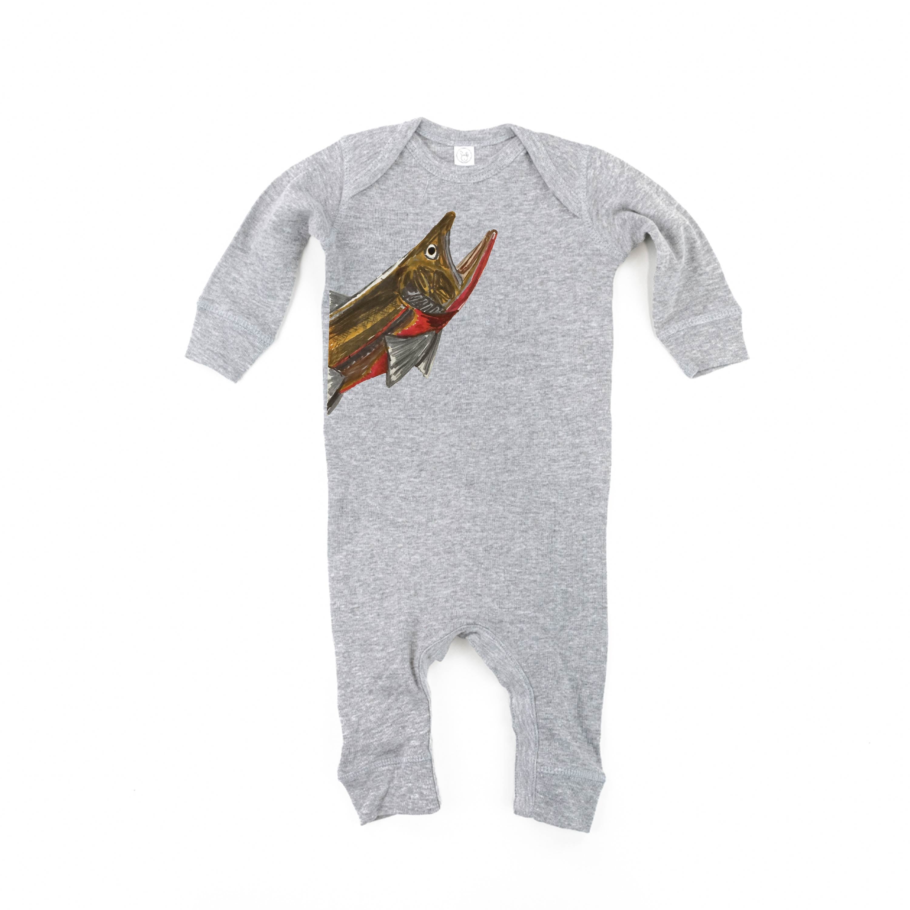 Cutthroat Trout - Hand Drawn - Baby Sleeper Little Mama Shirt Shop