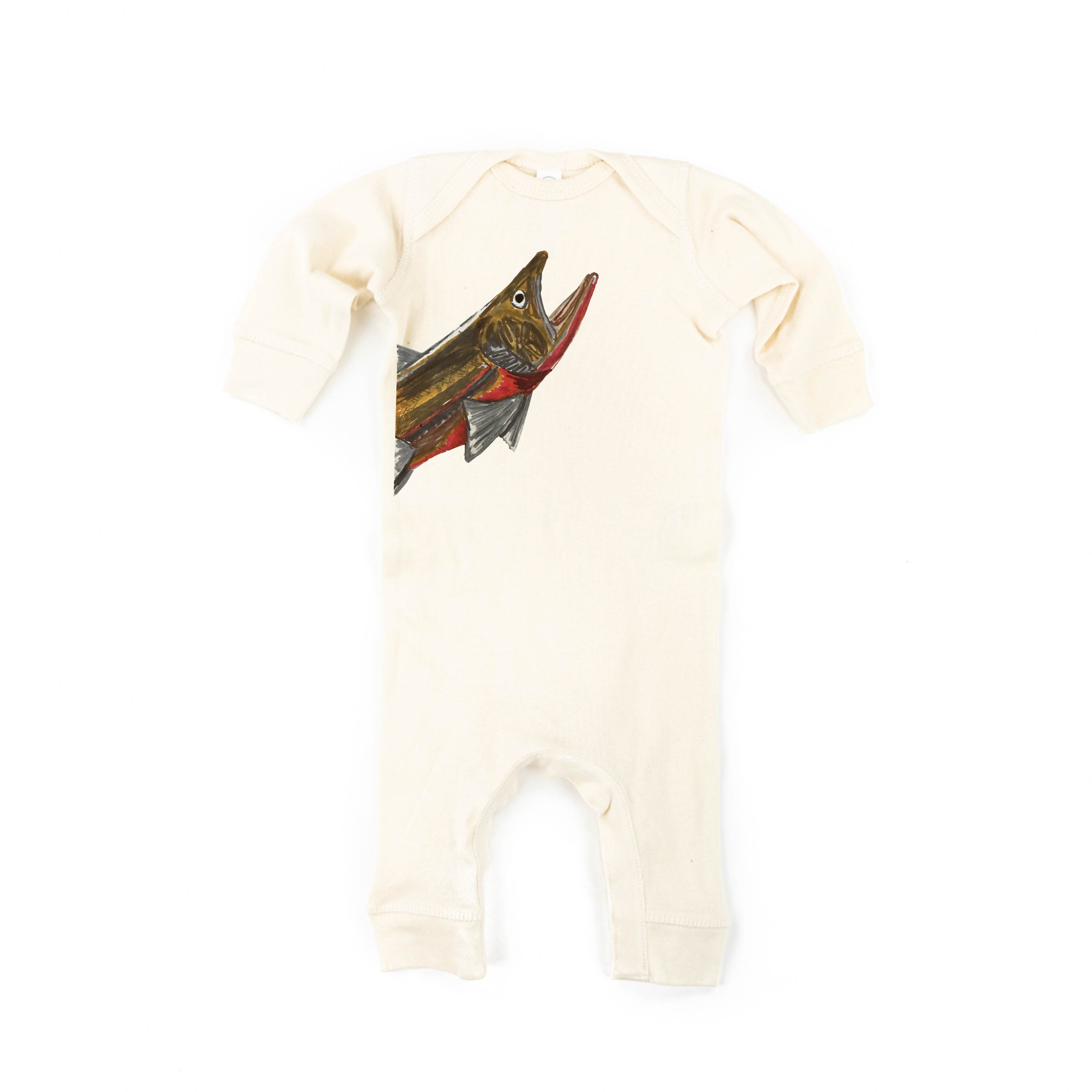Cutthroat Trout - Hand Drawn - Baby Sleeper Little Mama Shirt Shop