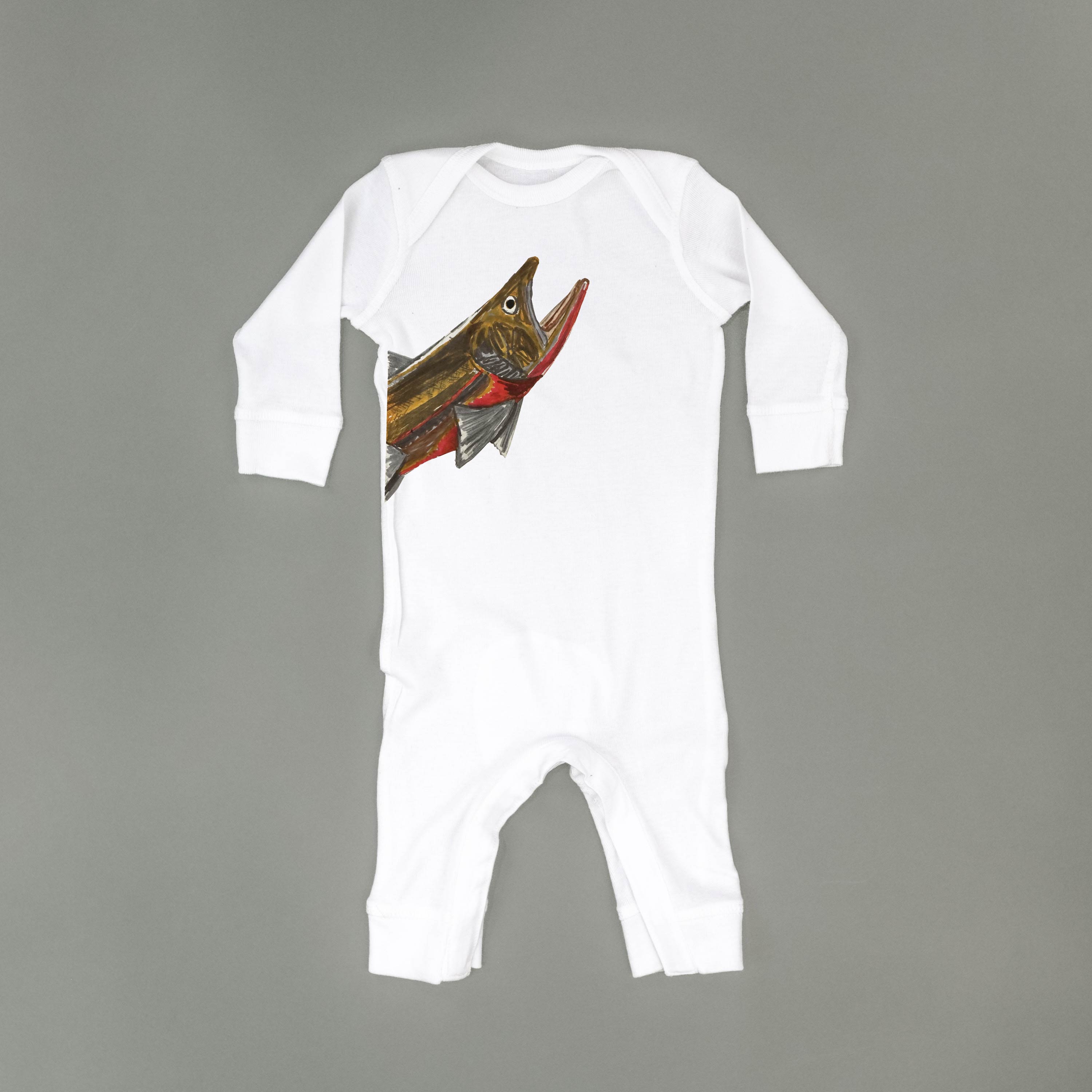 Cutthroat Trout - Hand Drawn - Baby Sleeper Little Mama Shirt Shop