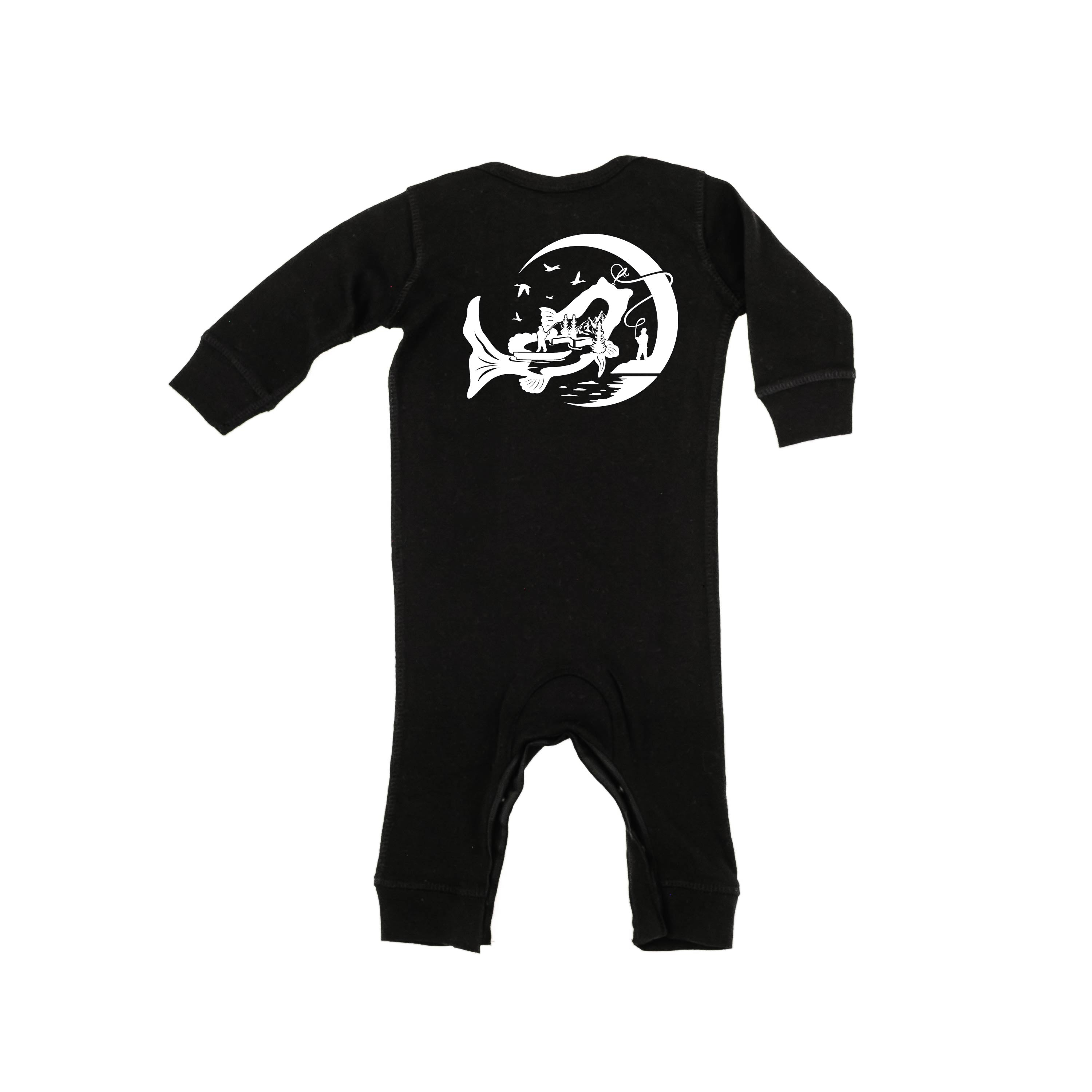 Fishing Compass - Fishing Scene (pf&b) - Baby Sleeper Little Mama Shirt Shop