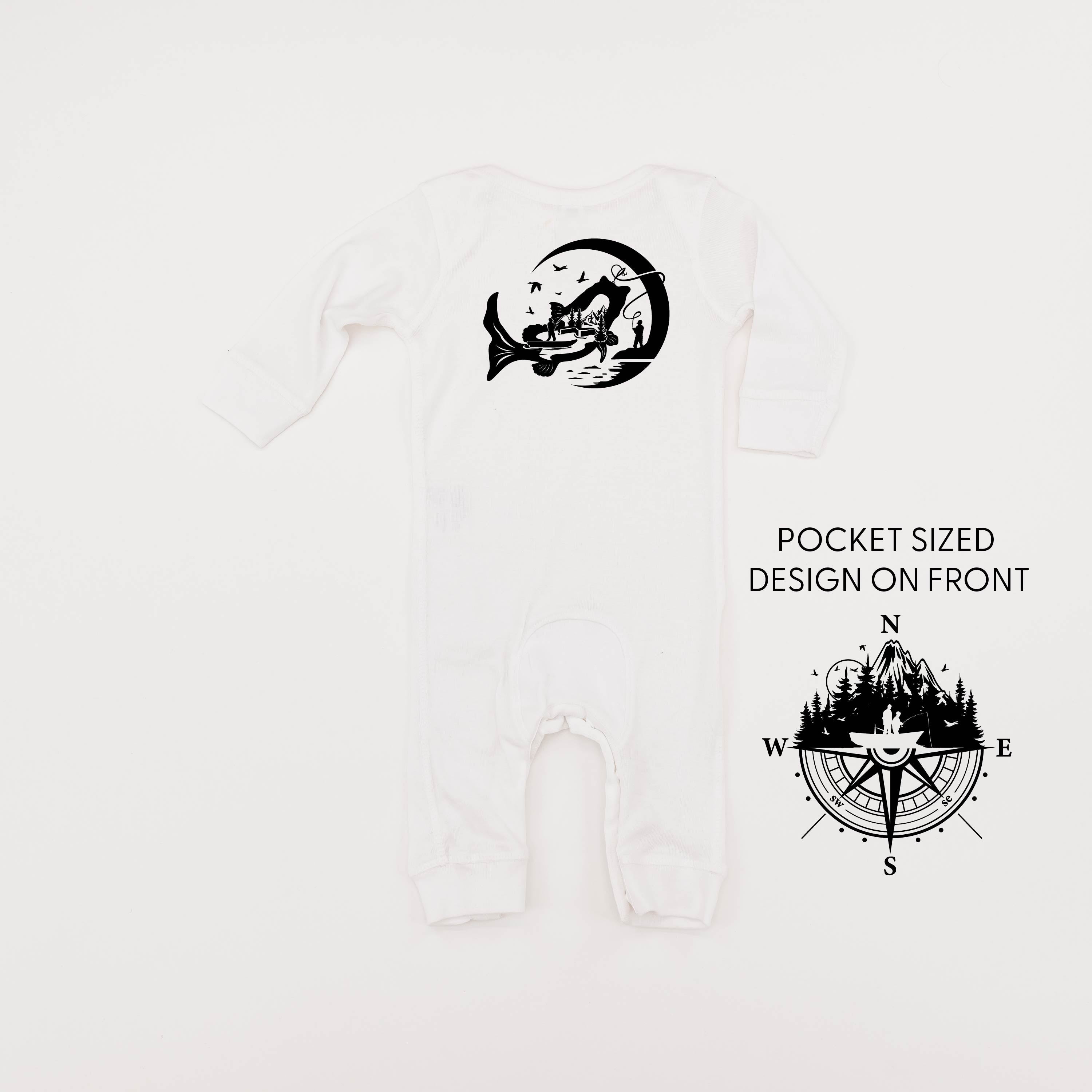 Fishing Compass - Fishing Scene (pf&b) - Baby Sleeper Little Mama Shirt Shop