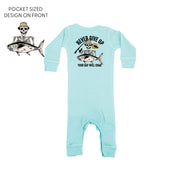 Fishing Skelly - Never Give Up (pf&b) - Baby Sleeper Little Mama Shirt Shop