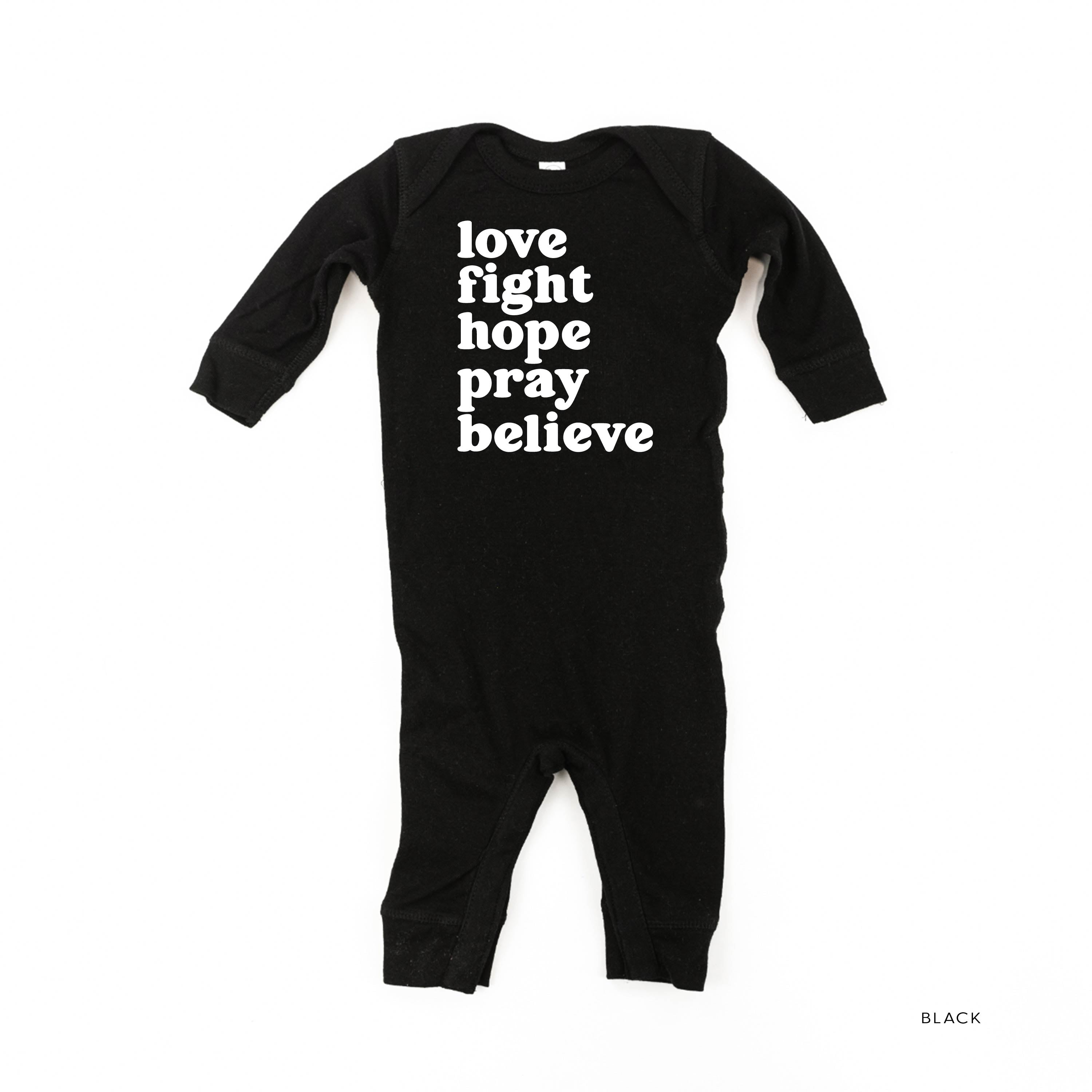 Love Fight Hope Pray Believe - Baby Sleeper Little Mama Shirt Shop