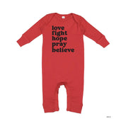 Love Fight Hope Pray Believe - Baby Sleeper Little Mama Shirt Shop