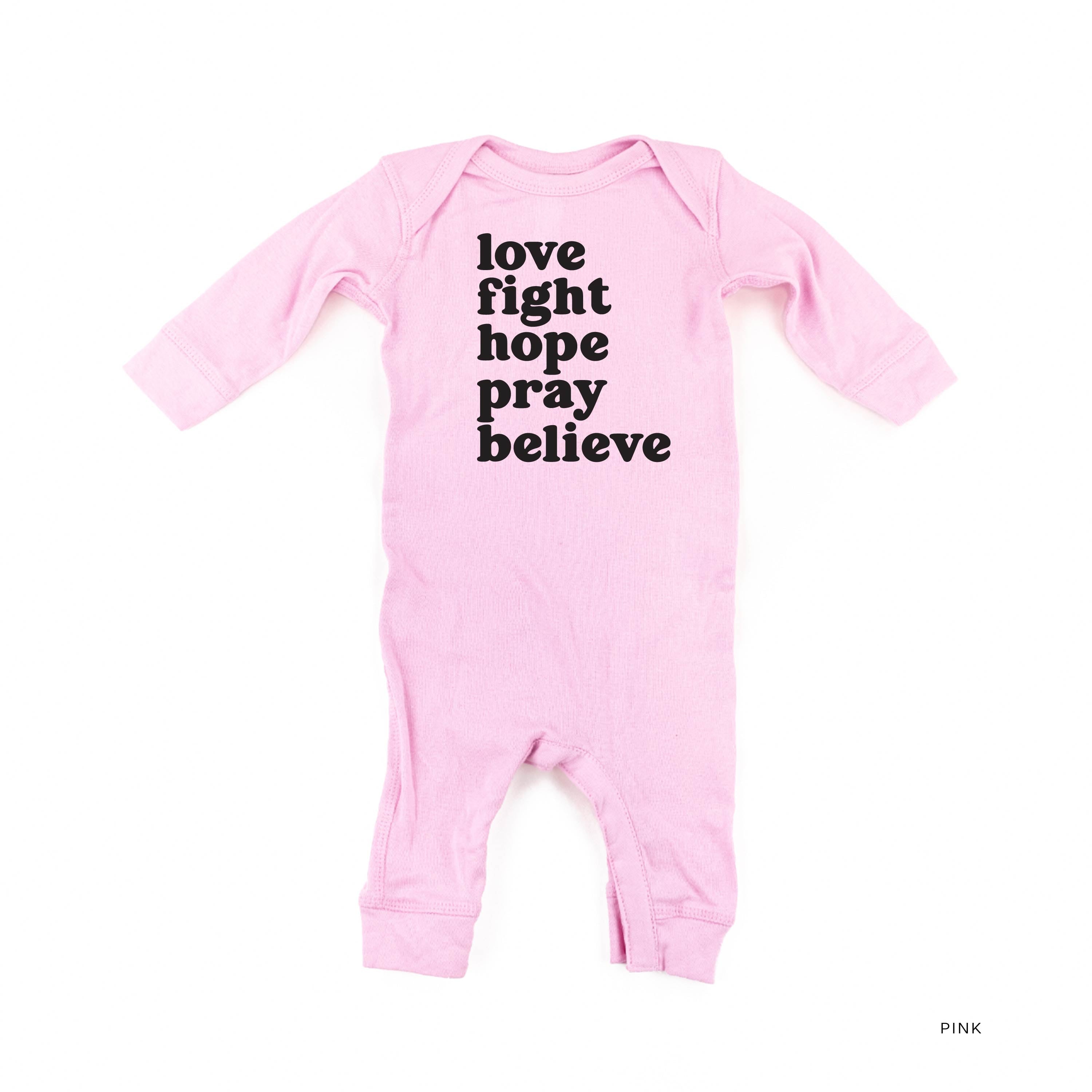 Love Fight Hope Pray Believe - Baby Sleeper Little Mama Shirt Shop