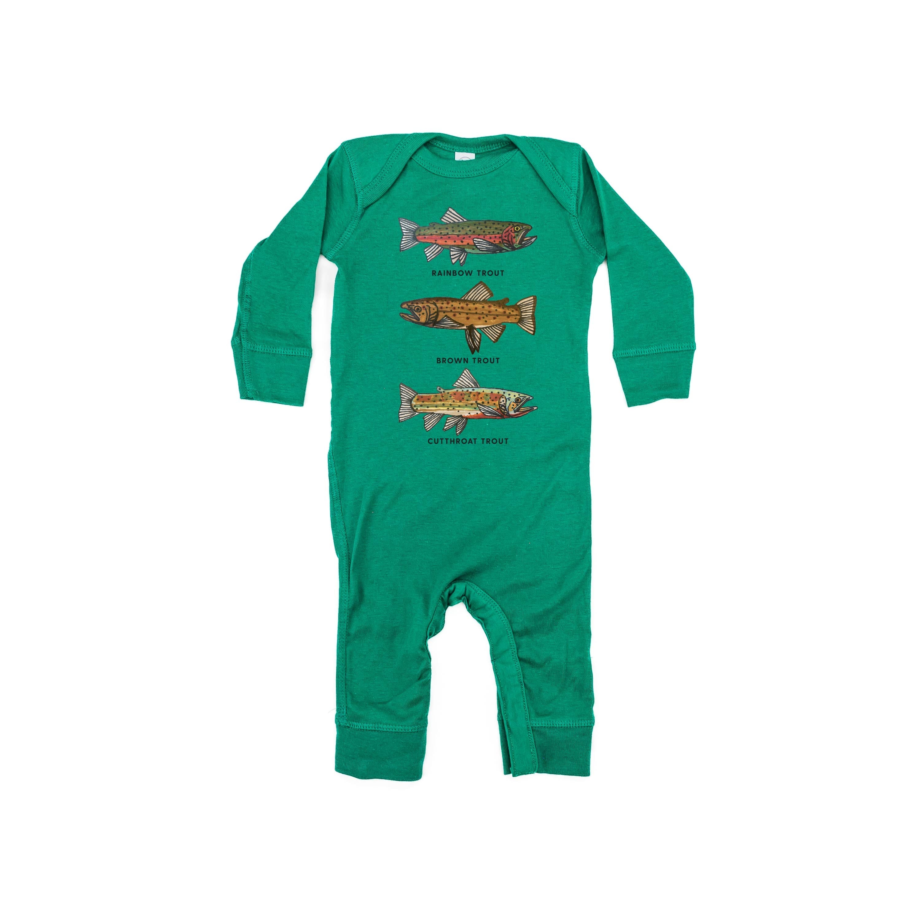 Trout Chart - Hand Drawn - One Piece Baby Sleeper Little Mama Shirt Shop