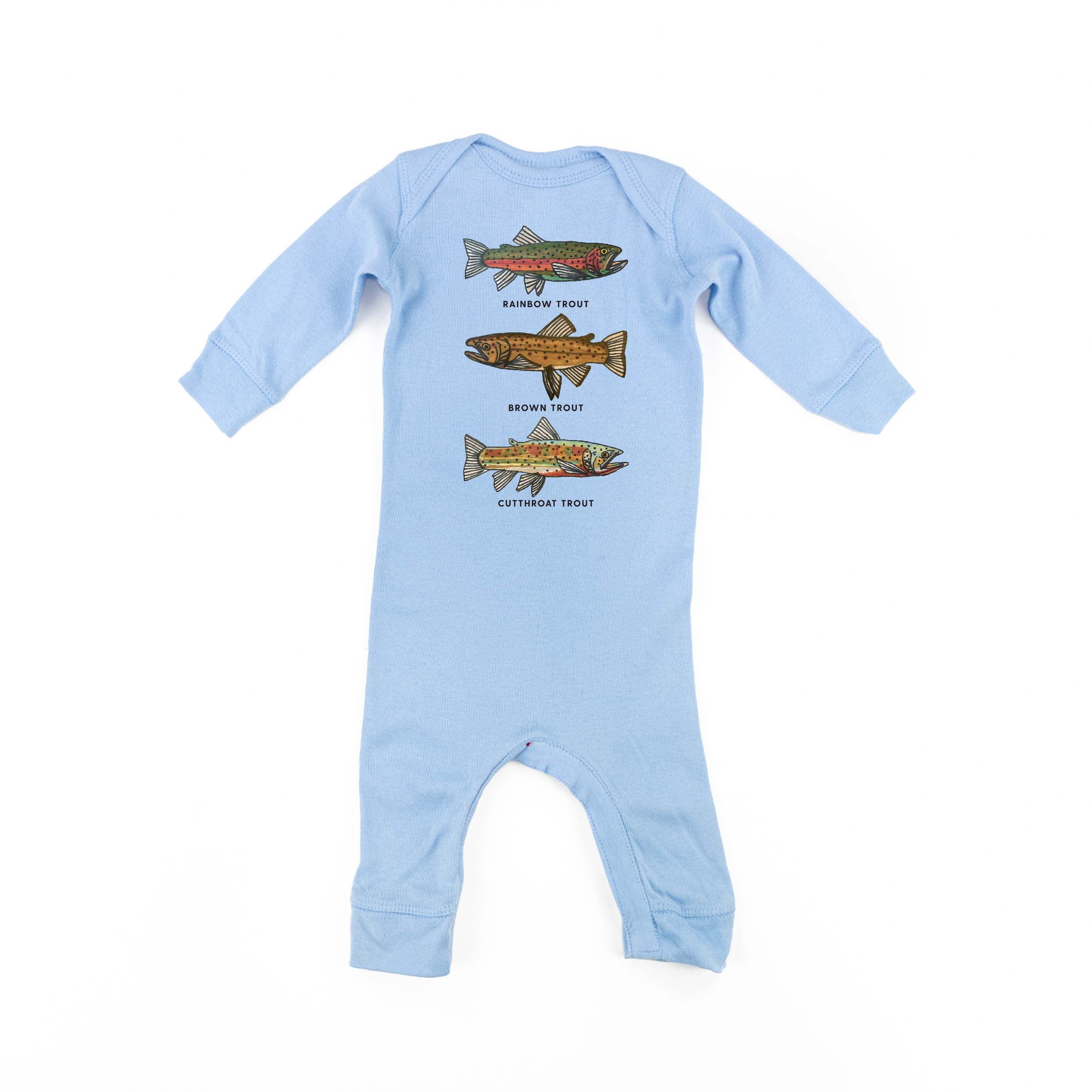 Trout Chart - Hand Drawn - One Piece Baby Sleeper Little Mama Shirt Shop