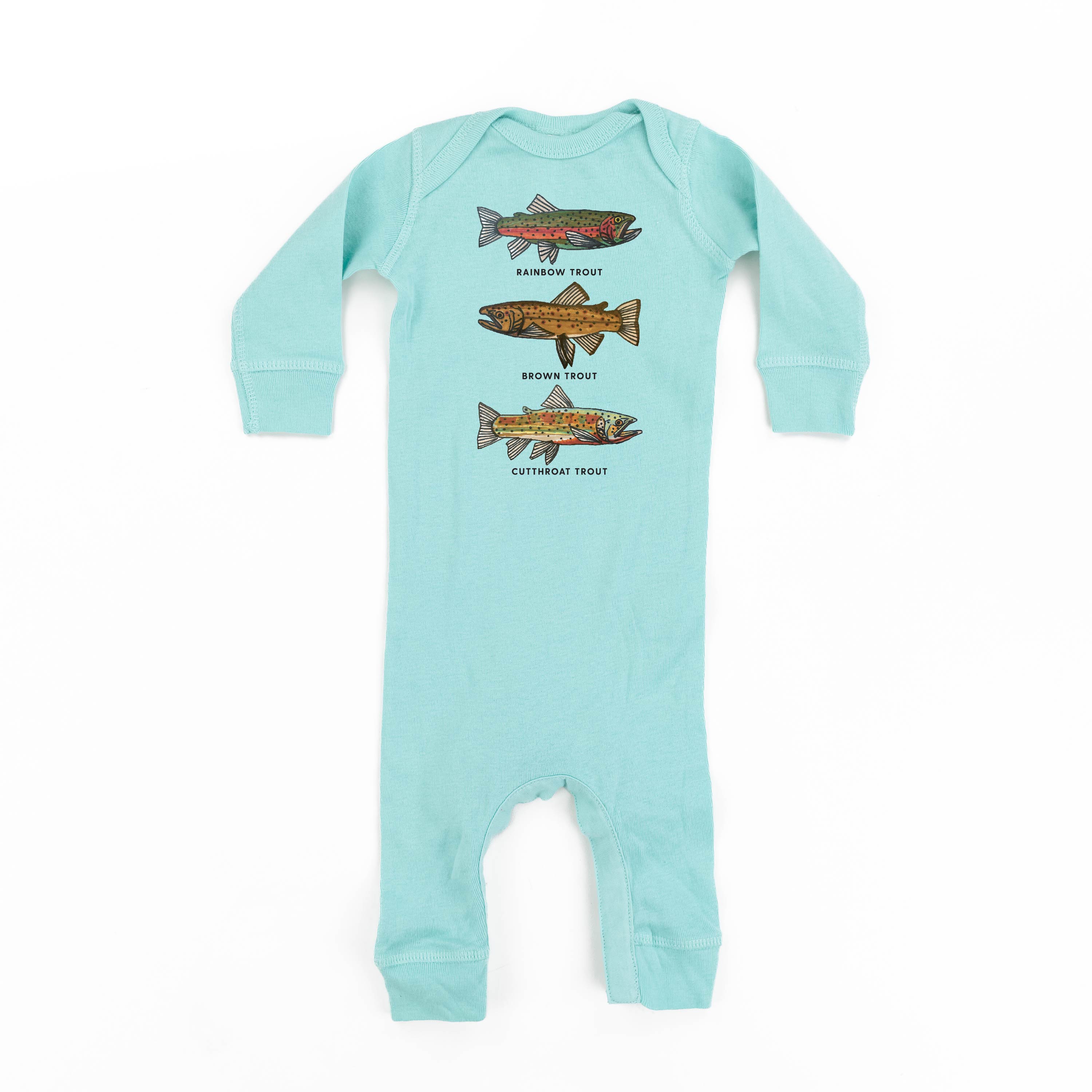 Trout Chart - Hand Drawn - One Piece Baby Sleeper Little Mama Shirt Shop