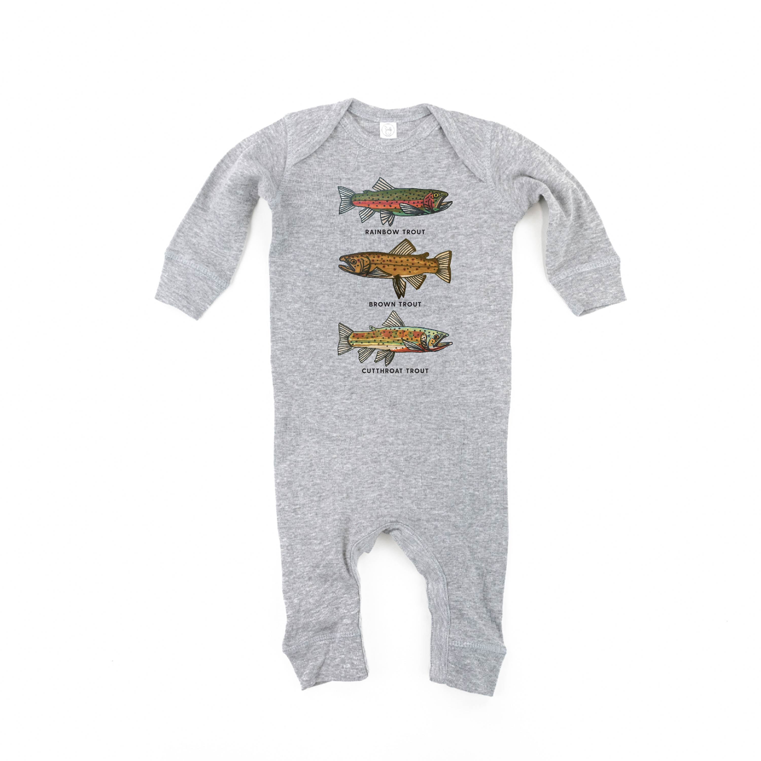 Trout Chart - Hand Drawn - One Piece Baby Sleeper Little Mama Shirt Shop