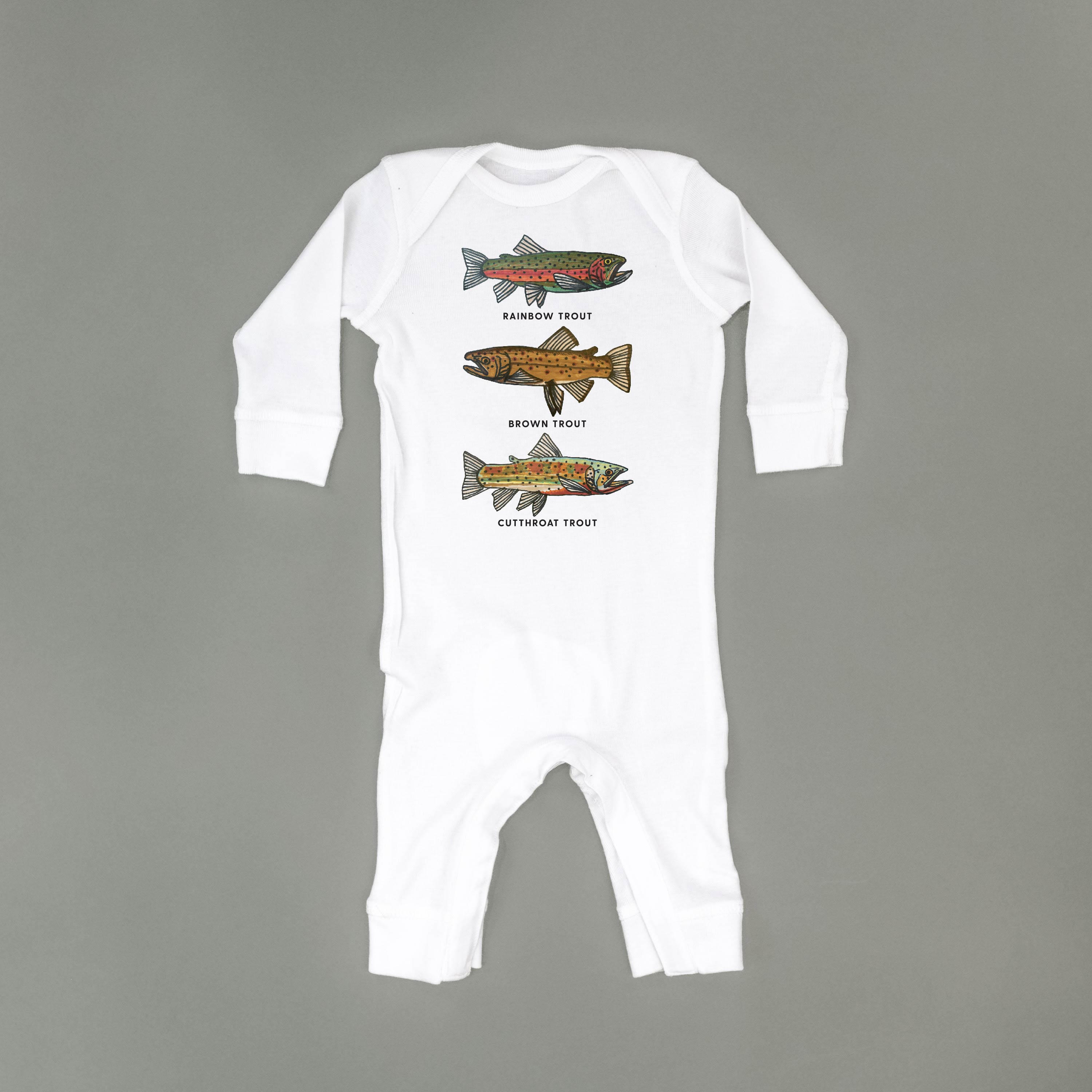Trout Chart - Hand Drawn - One Piece Baby Sleeper Little Mama Shirt Shop