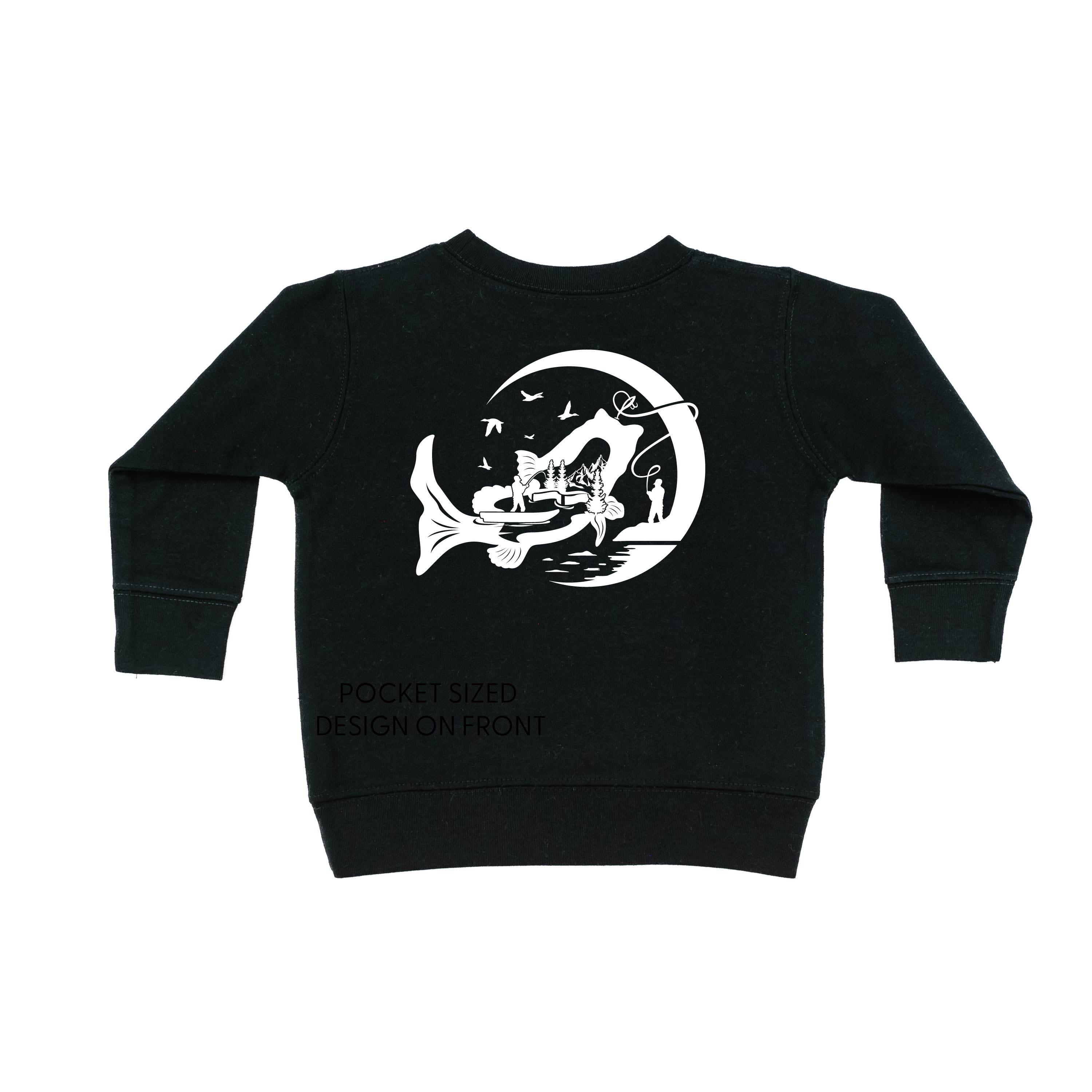 Fishing Compass - Fishing Scene (pf&b) - Child Sweater Little Mama Shirt Shop