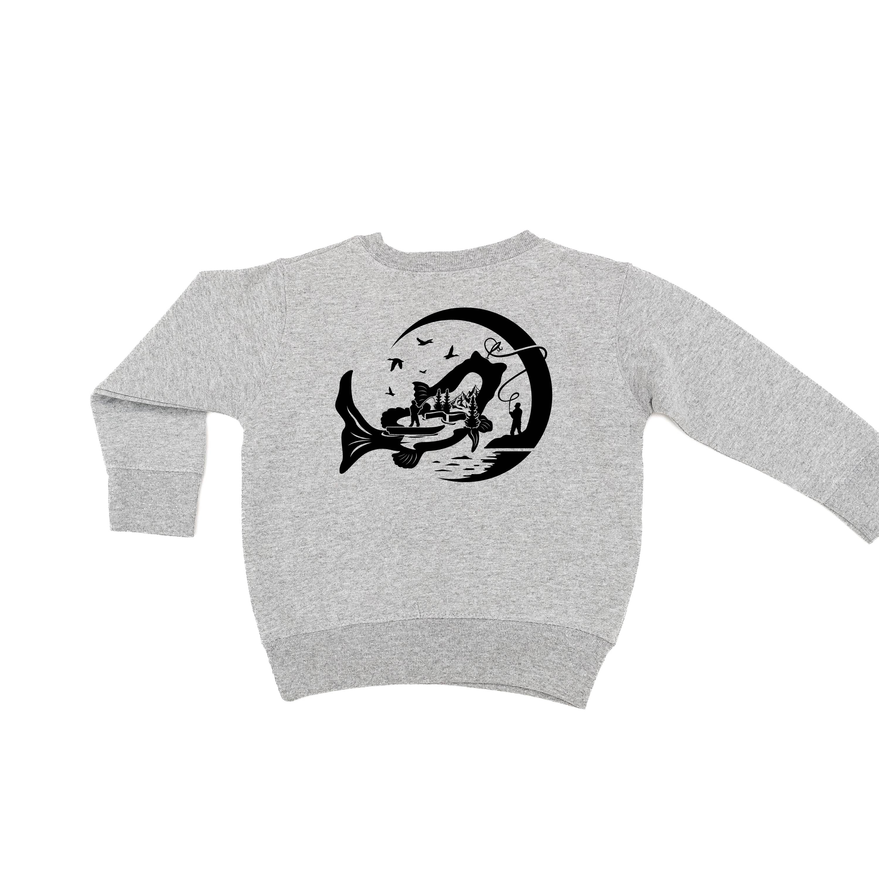 Fishing Compass - Fishing Scene (pf&b) - Child Sweater Little Mama Shirt Shop