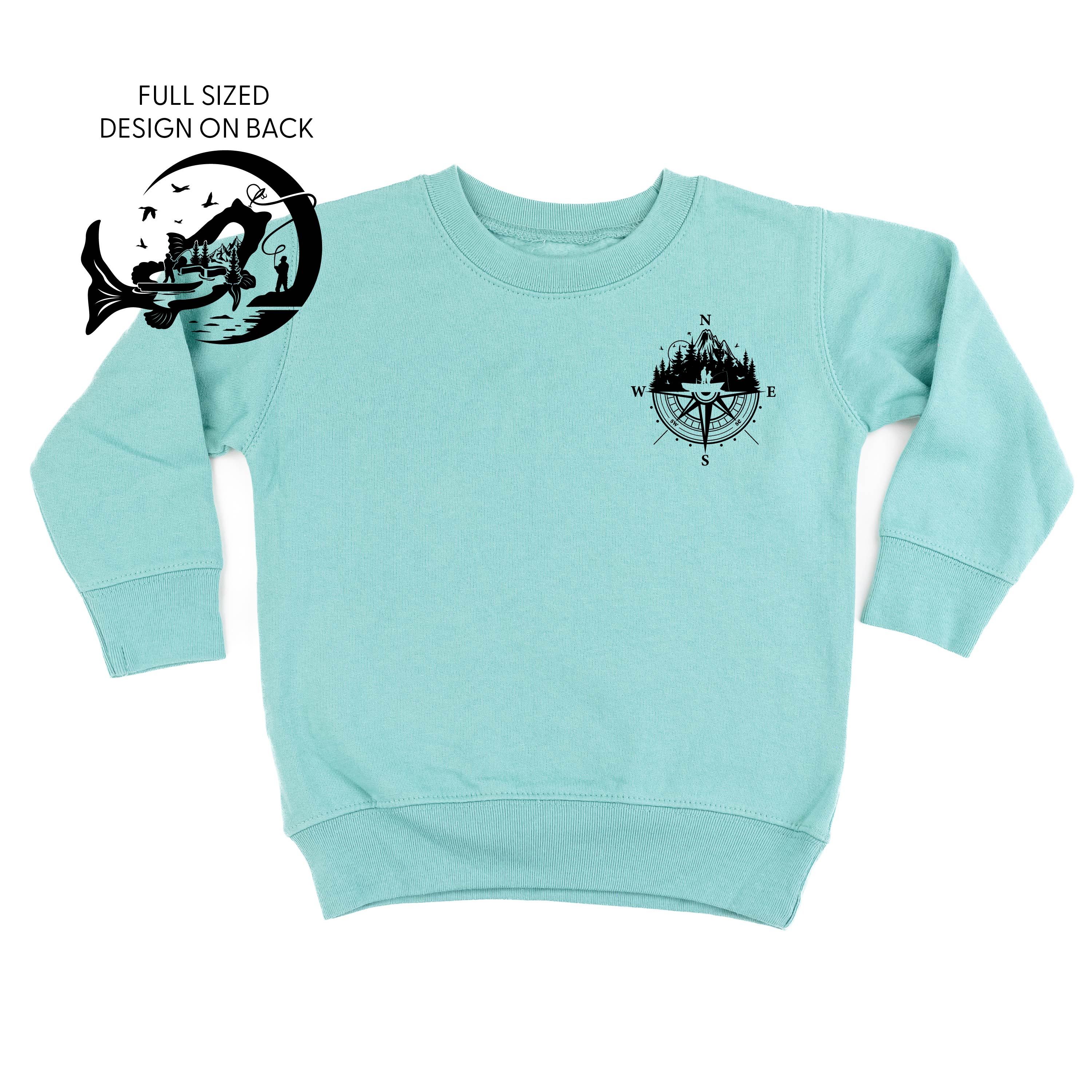 Fishing Compass - Fishing Scene (pf&b) - Child Sweater Little Mama Shirt Shop
