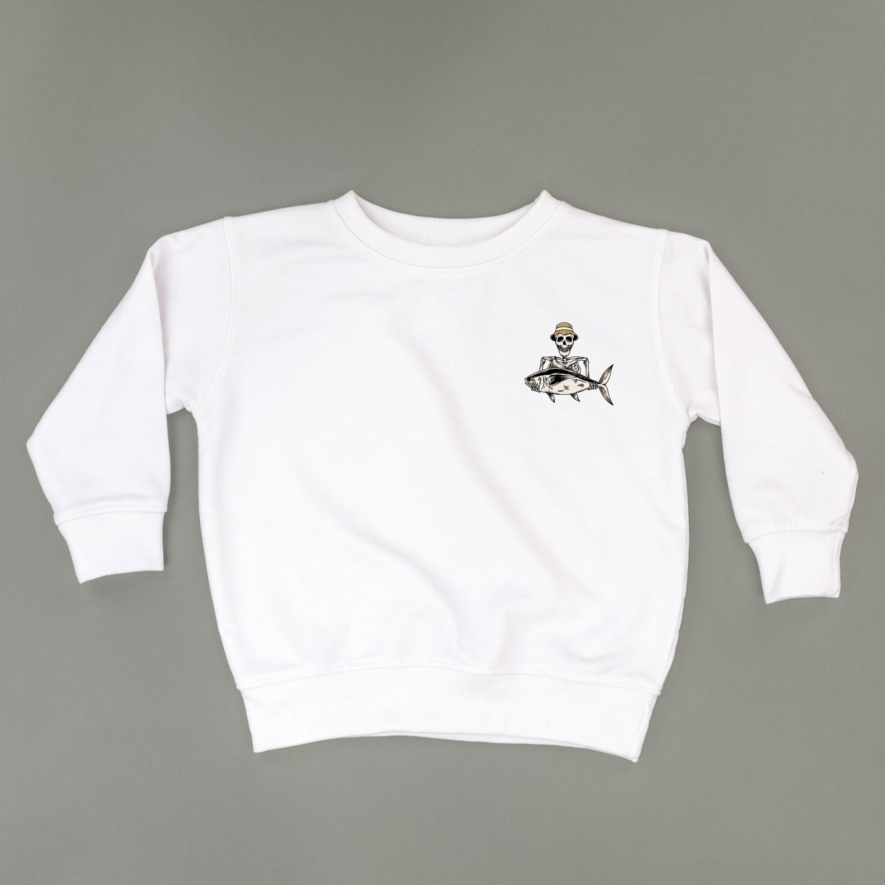 Fishing Skelly - Never Give Up (pf&b) - Child Sweater Little Mama Shirt Shop