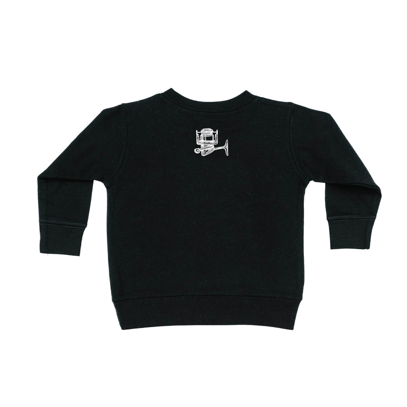 Keepin' It Reel Pocket Design on Front w/ Fishing Reel on Back - Child Sweater