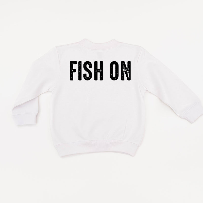 Mountain Fish & Pole Pocket Design on Front w/ FISH ON on Back - Child Sweater