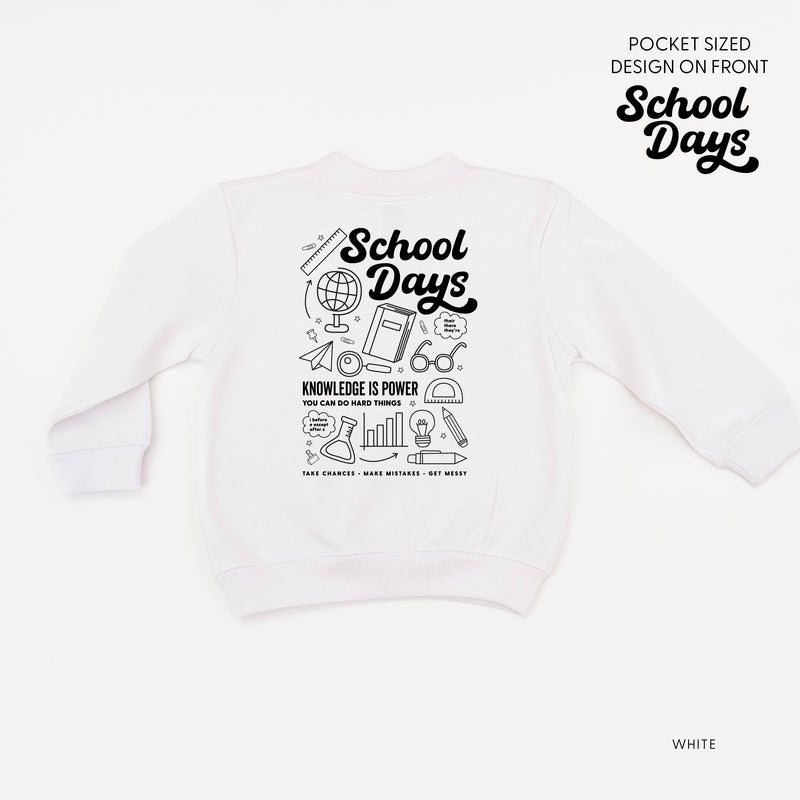 School Days Pocket Design on Front w/ Full School Days Design on Back - Child Sweater
