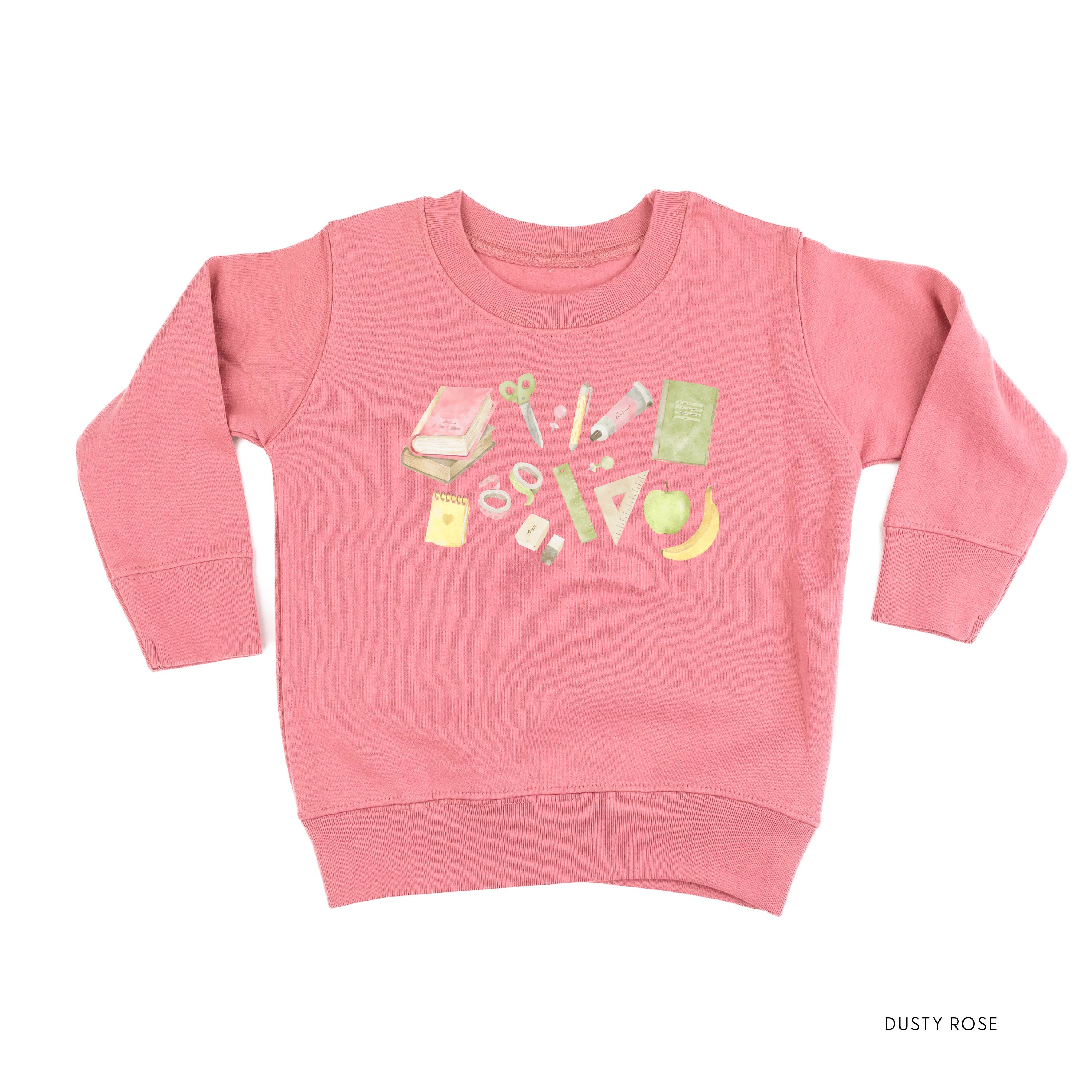 Watercolor School Supplies - Child Sweater Little Mama Shirt Shop