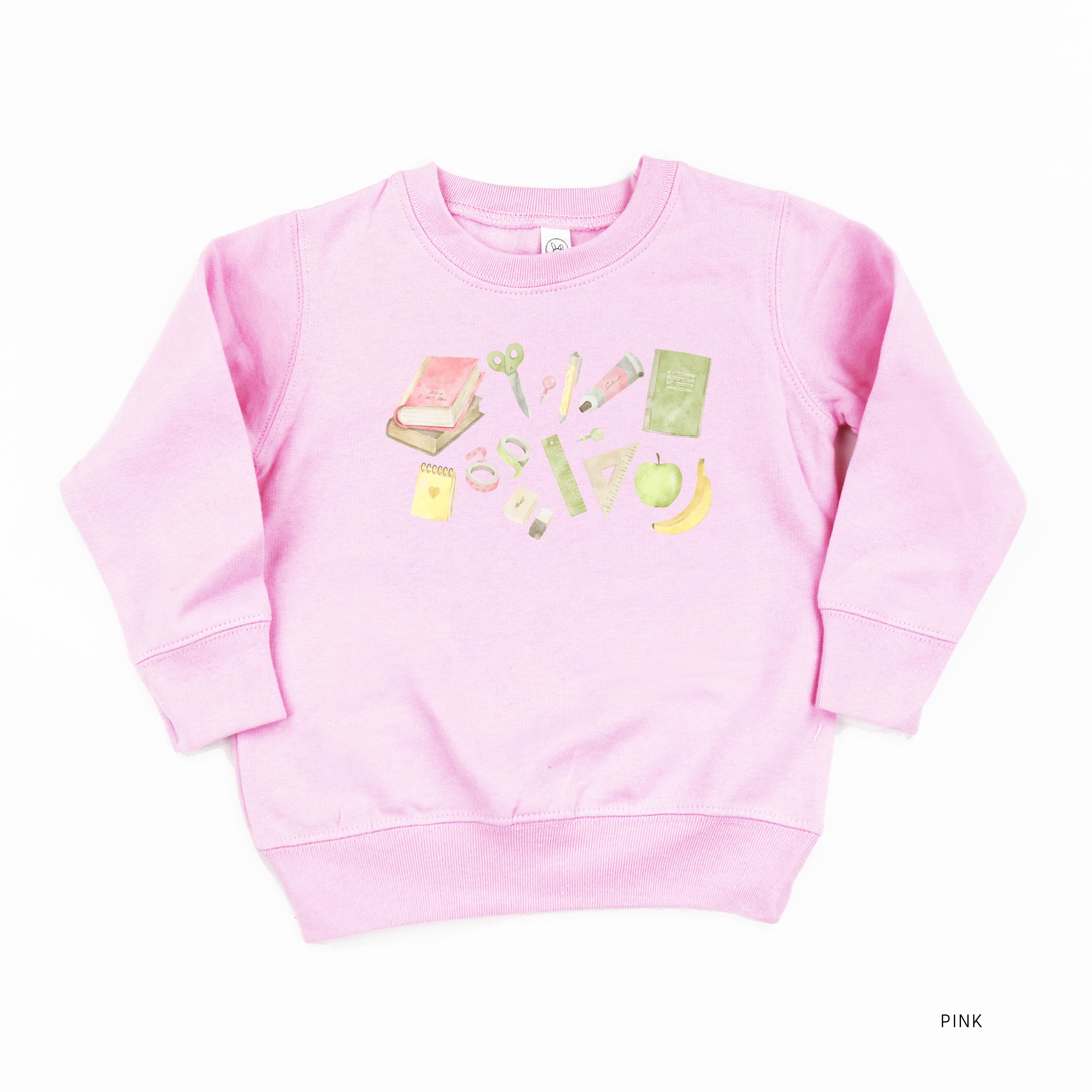 Watercolor School Supplies - Child Sweater Little Mama Shirt Shop