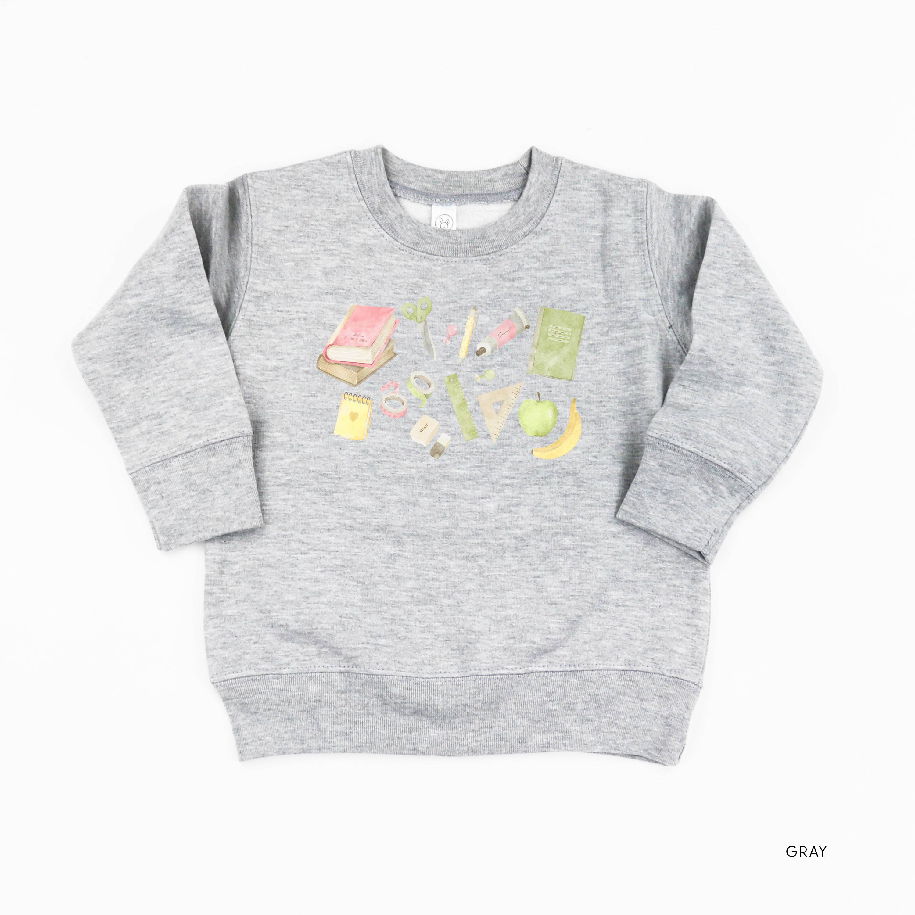Watercolor School Supplies - Child Sweater Little Mama Shirt Shop