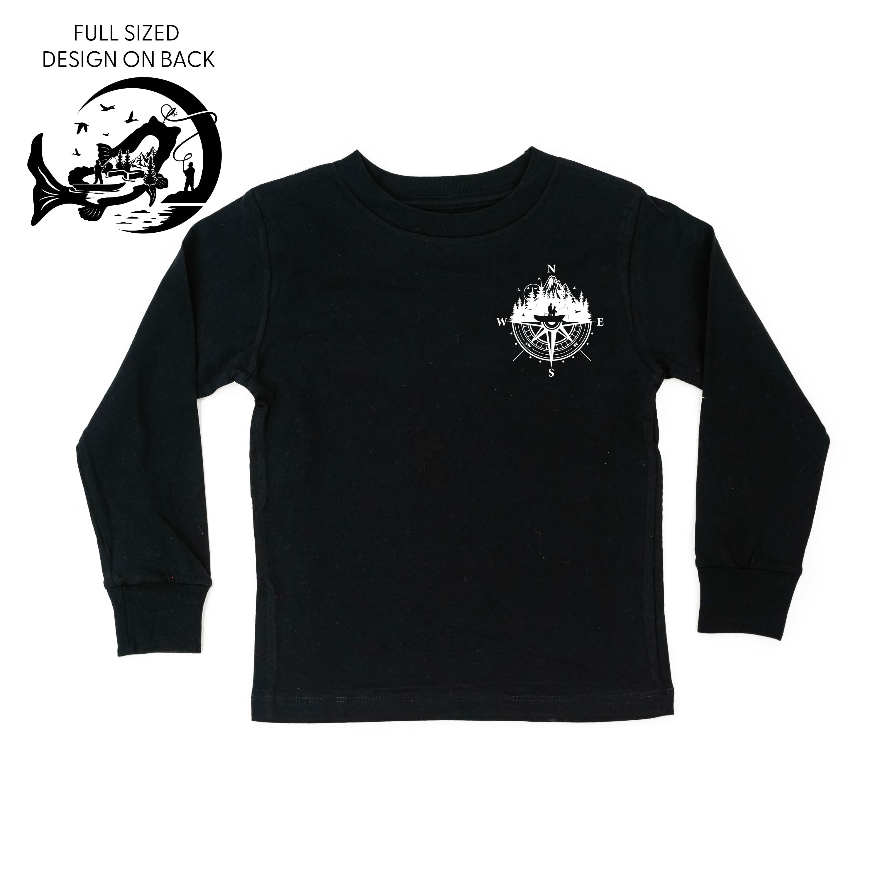 Fishing Compass - Fishing Scene (pf&b) - Child LONG SLEEVE Tee Little Mama Shirt Shop