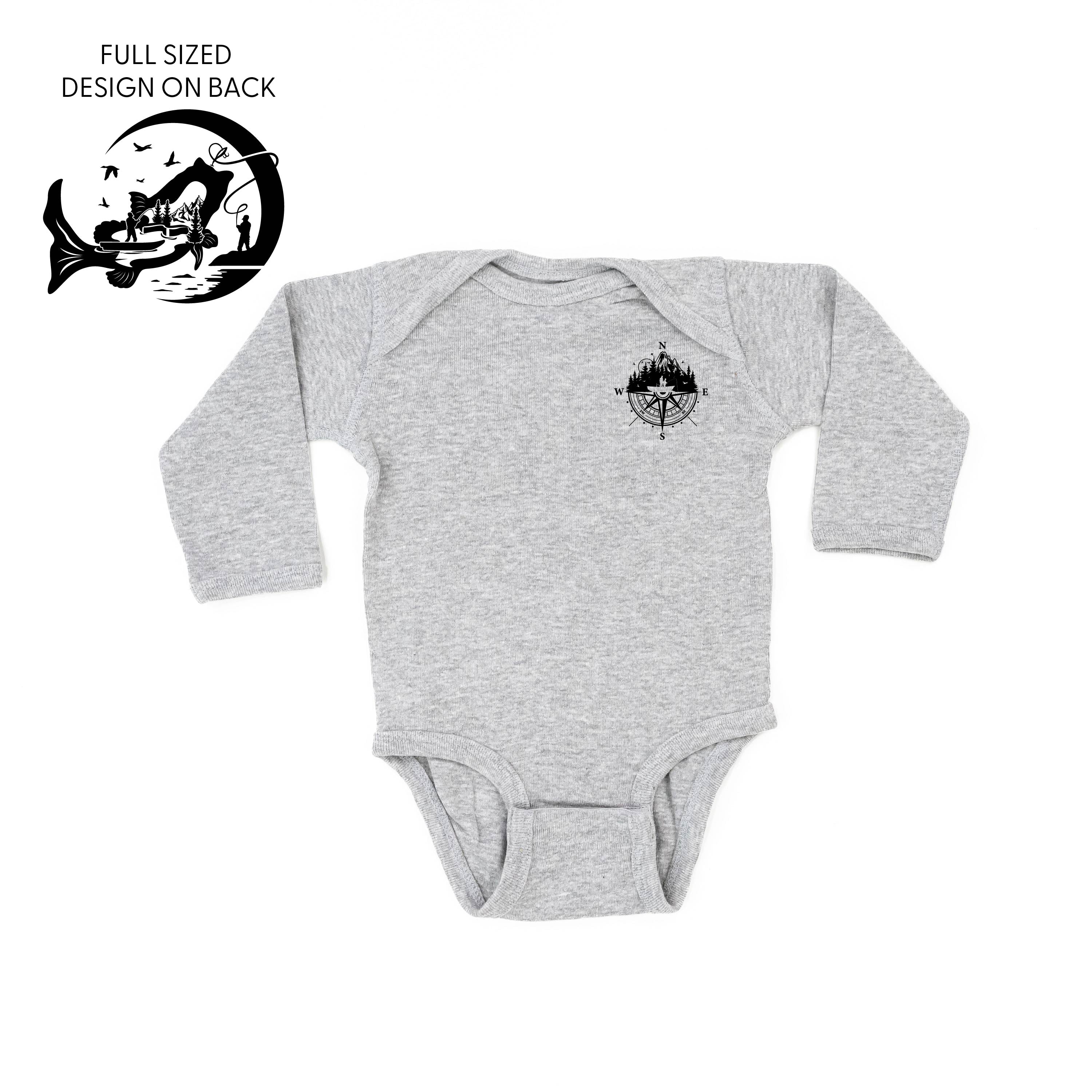 Fishing Compass - Fishing Scene (pf&b) - Child LONG SLEEVE Tee Little Mama Shirt Shop