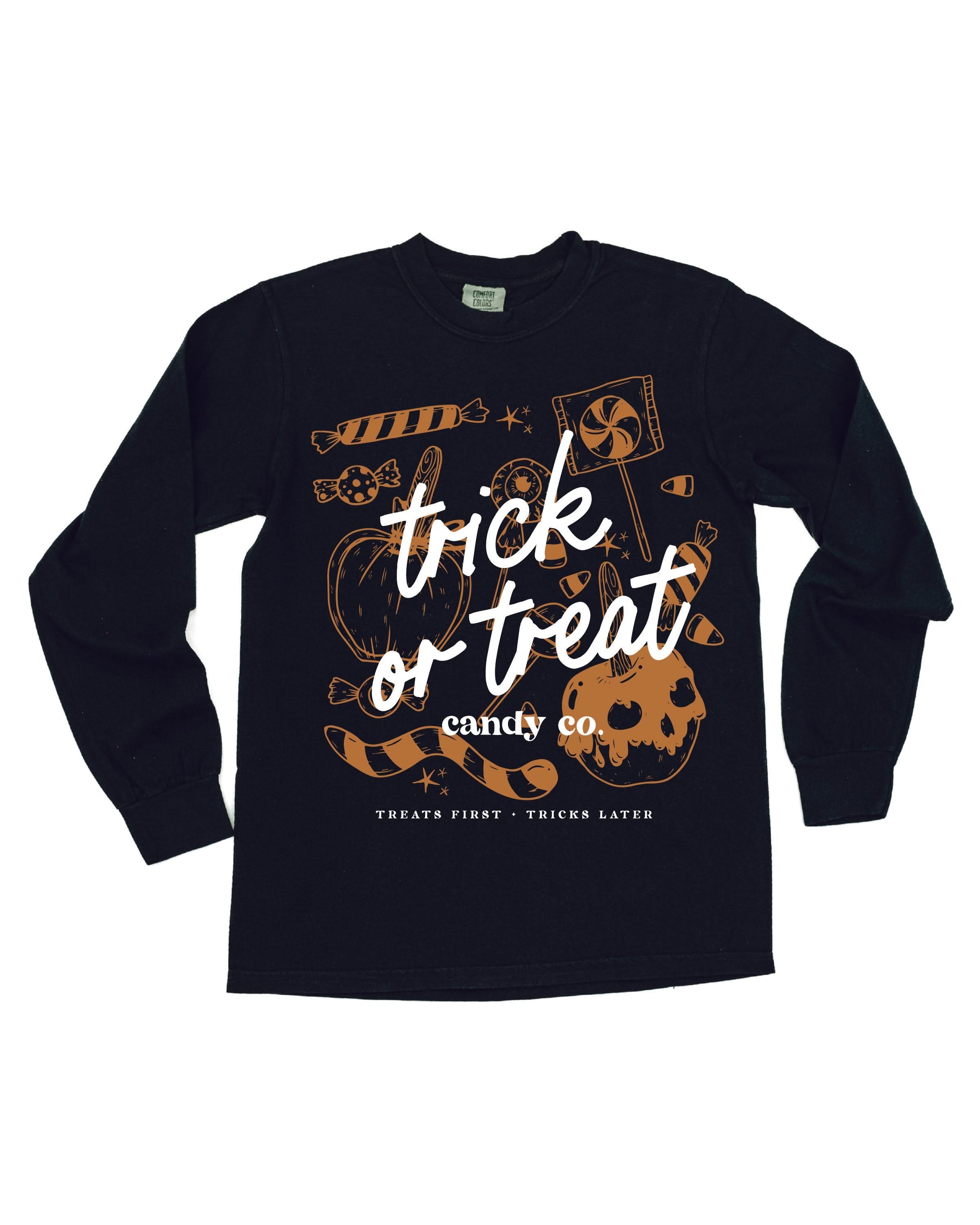 Trick or Treat Candy Co. - Long Sleeve Comfort Colors Tee Little Mama Shirt Shop