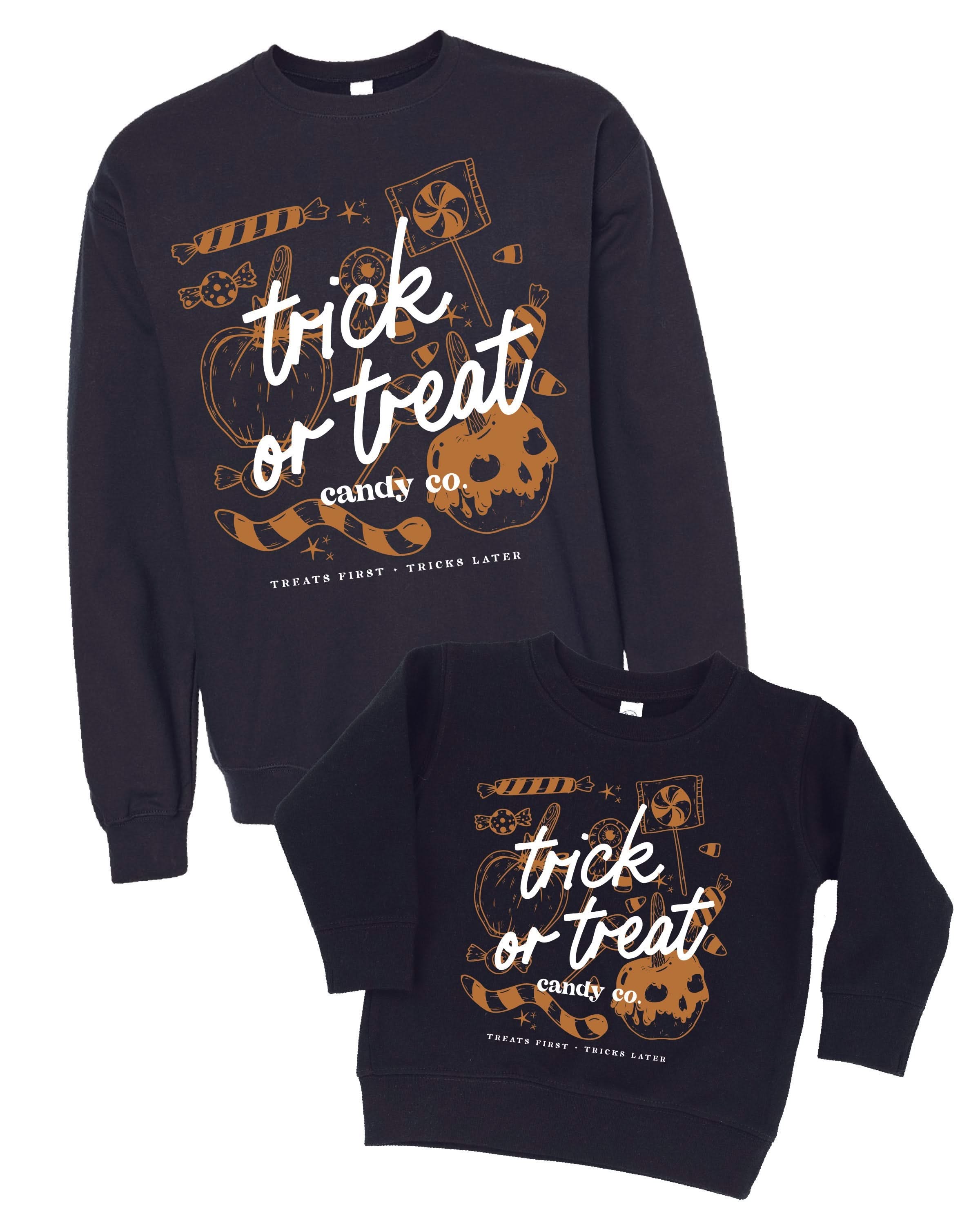 Trick or Treat Candy Co. - Set of 2 Black Basic Fleece Sweaters Little Mama Shirt Shop
