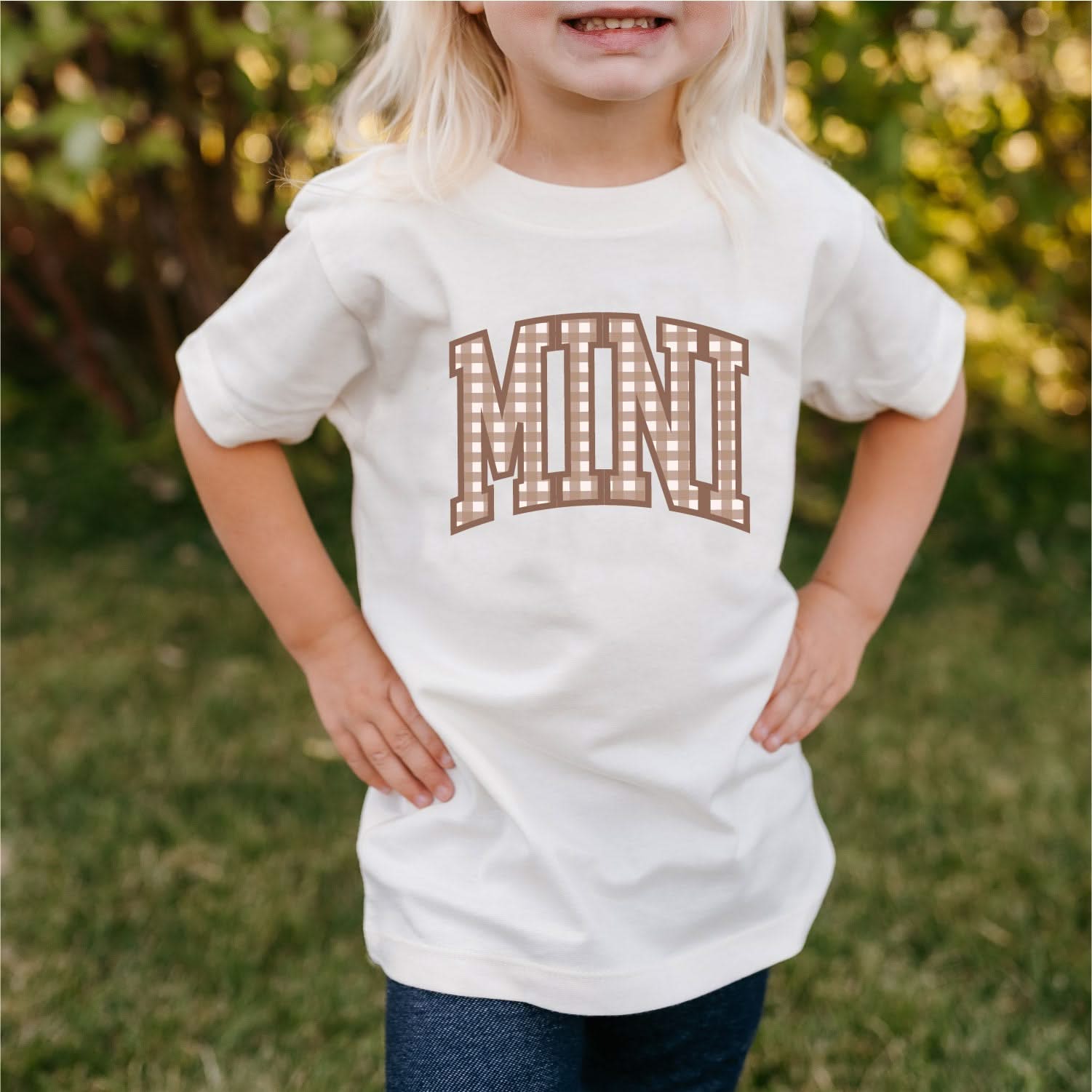 MINI Brown Gingham T-Shirt - Graphic Child Tee | Little Mama Shirt Shop Little Mama Shirt Shop LLC