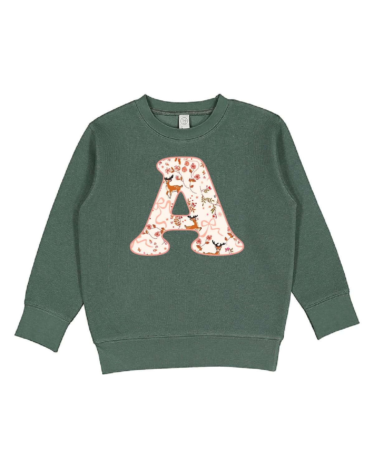 Christmas Patterned Initials Child Sweater – Personalized Holiday Initial Sweatshirt | Little Mama Shirt Shop Little Mama Shirt Shop